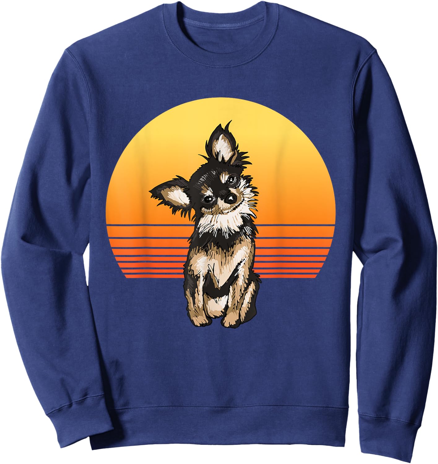 Retro Chihuahua Dad Dog Illustration Chihuahua Owner Sweatshirt - Sweatshirt | Navy
