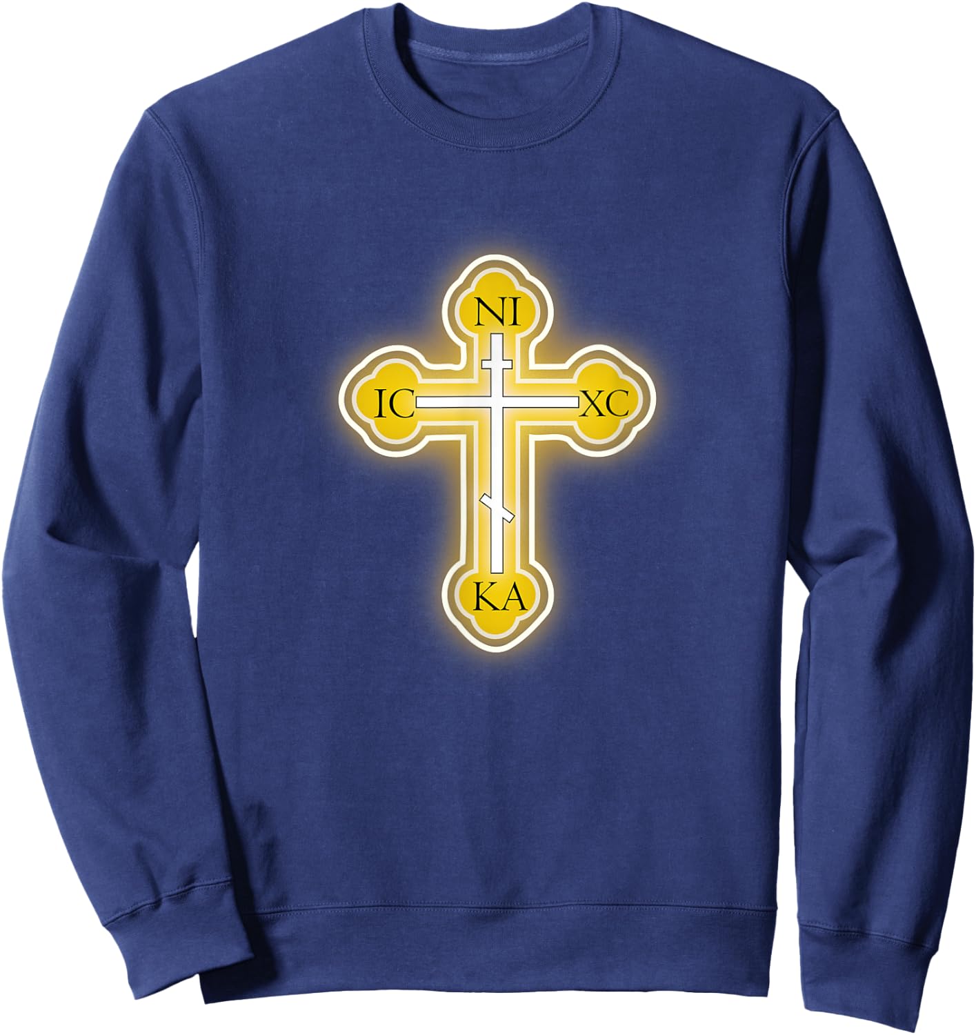 Russian Greek Christian Gift Easter Orthodox Cross Sweatshirt - Sweatshirt | Navy
