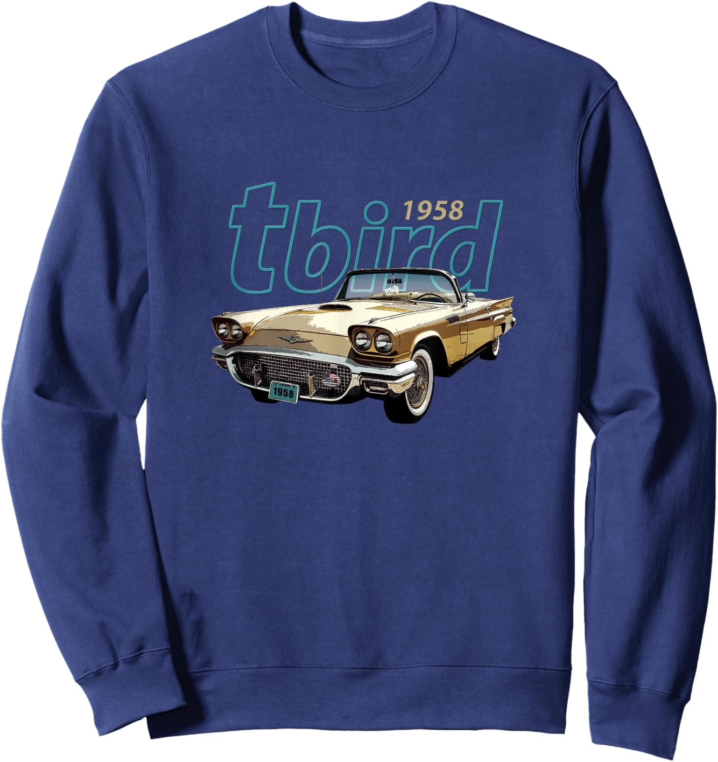 Vintage 1958 Tbird Convertible, Classic American Sports Car Sweatshirt - Sweatshirt | Navy