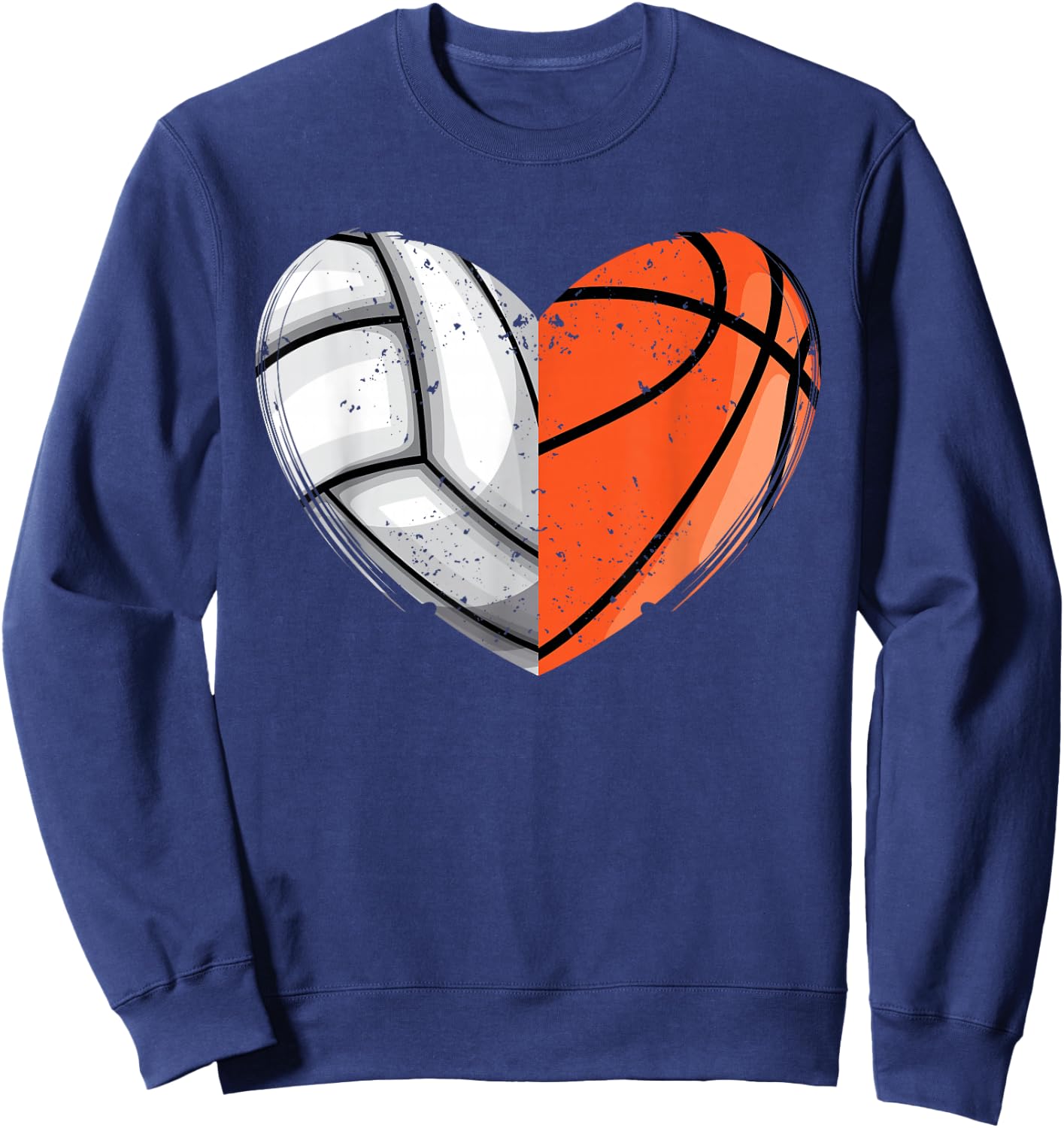 Love Basketball and Volleyball Heart Basketball Lover Sports Sweatshirt - Sweatshirt | Navy