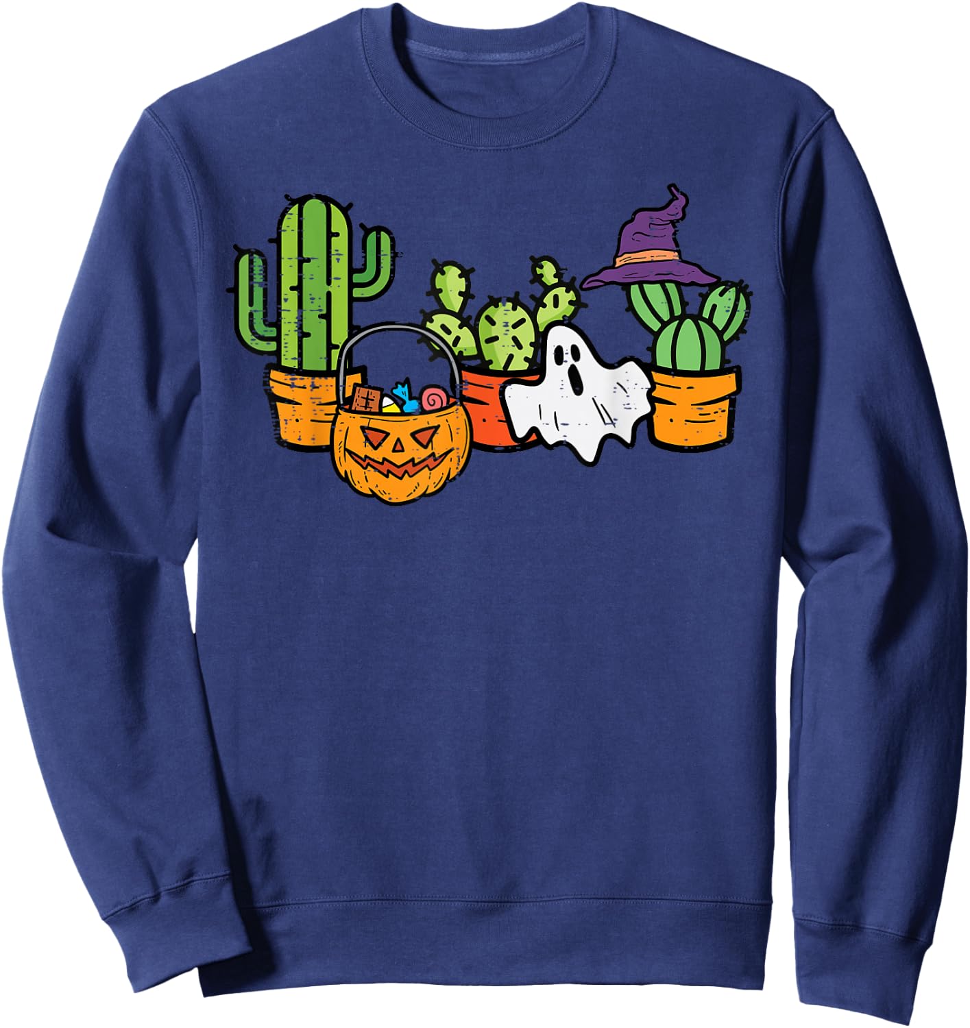 Halloween Cactus Succulent Plant Costume Men Women Kids Girl Sweatshirt - Sweatshirt | Navy