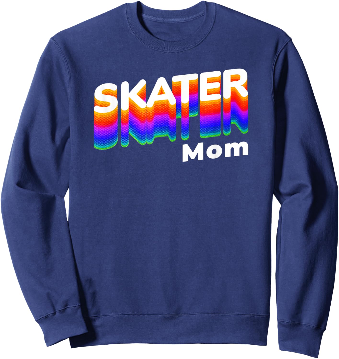 Retro Skateboarding Gamer Mom 80s Rainbow Style - Skater Mom Sweatshirt - Sweatshirt | Navy