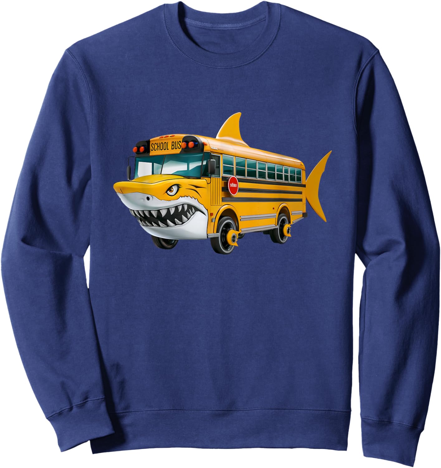 Shark School Bus Shark Lovers Funny Back To School Kids Boys Sweatshirt - Sweatshirt | Navy