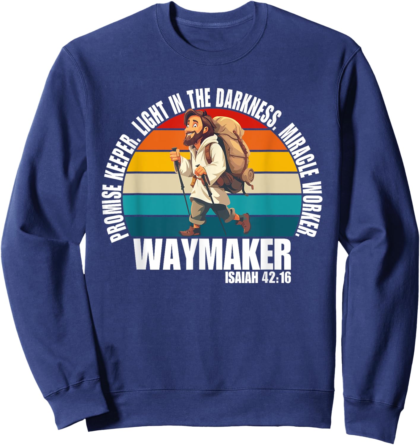 Vintage Waymaker Promise Keeper Miracle Worker Christian Sweatshirt - Sweatshirt | Navy