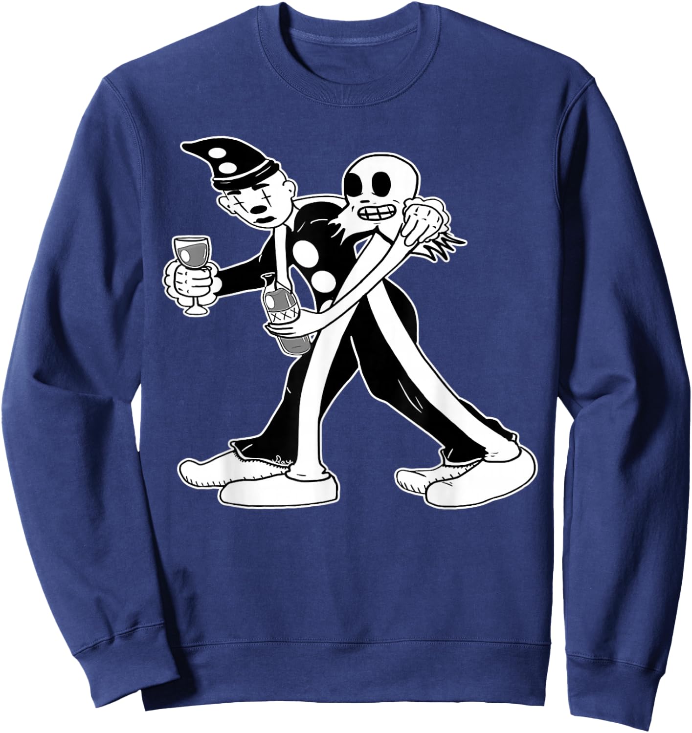 Urban Empyre Koko the Clown Ghost Buddy Gothic , Small, Black Sweatshirt - Sweatshirt | Navy