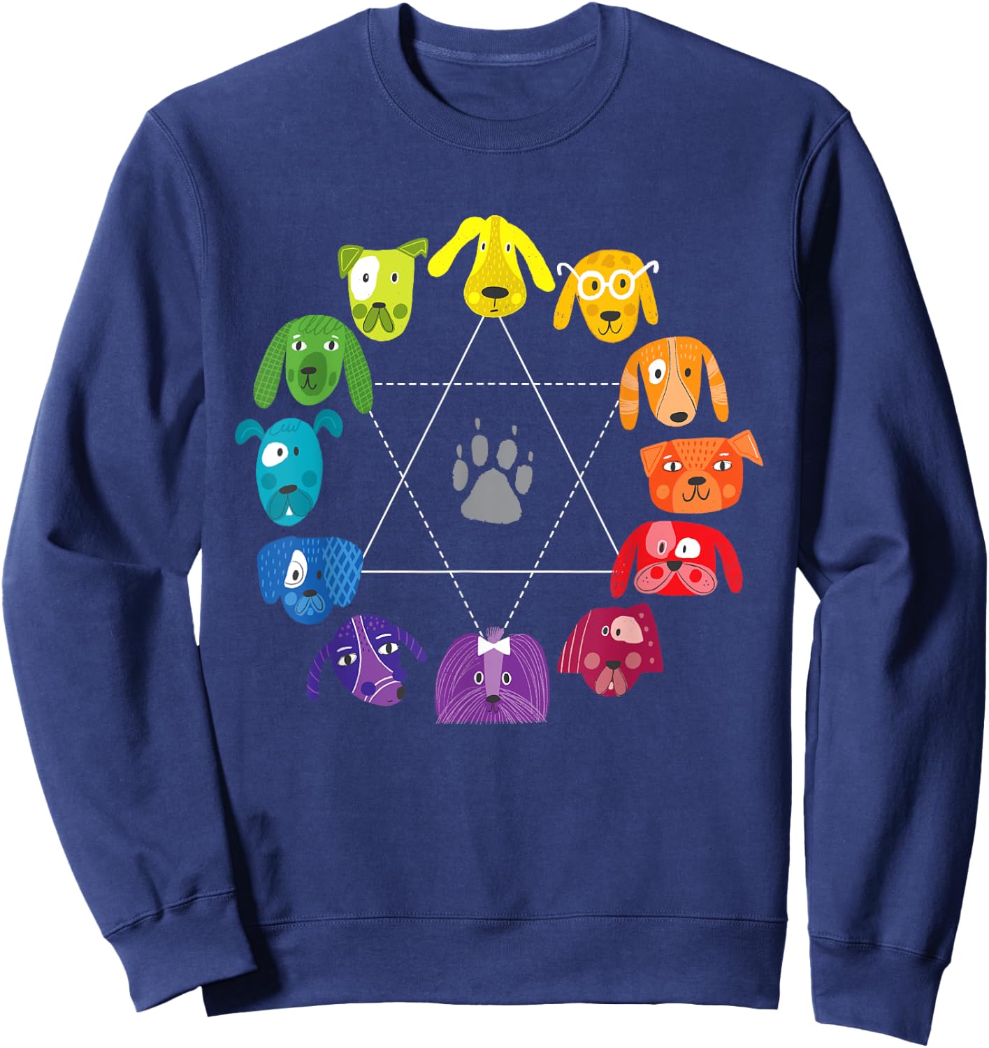 Unique Gifts for Artists by ADS Color Wheel Educational Art Teacher Dog Themed Artist Black Small Sweatshirt - Sweatshirt | Navy
