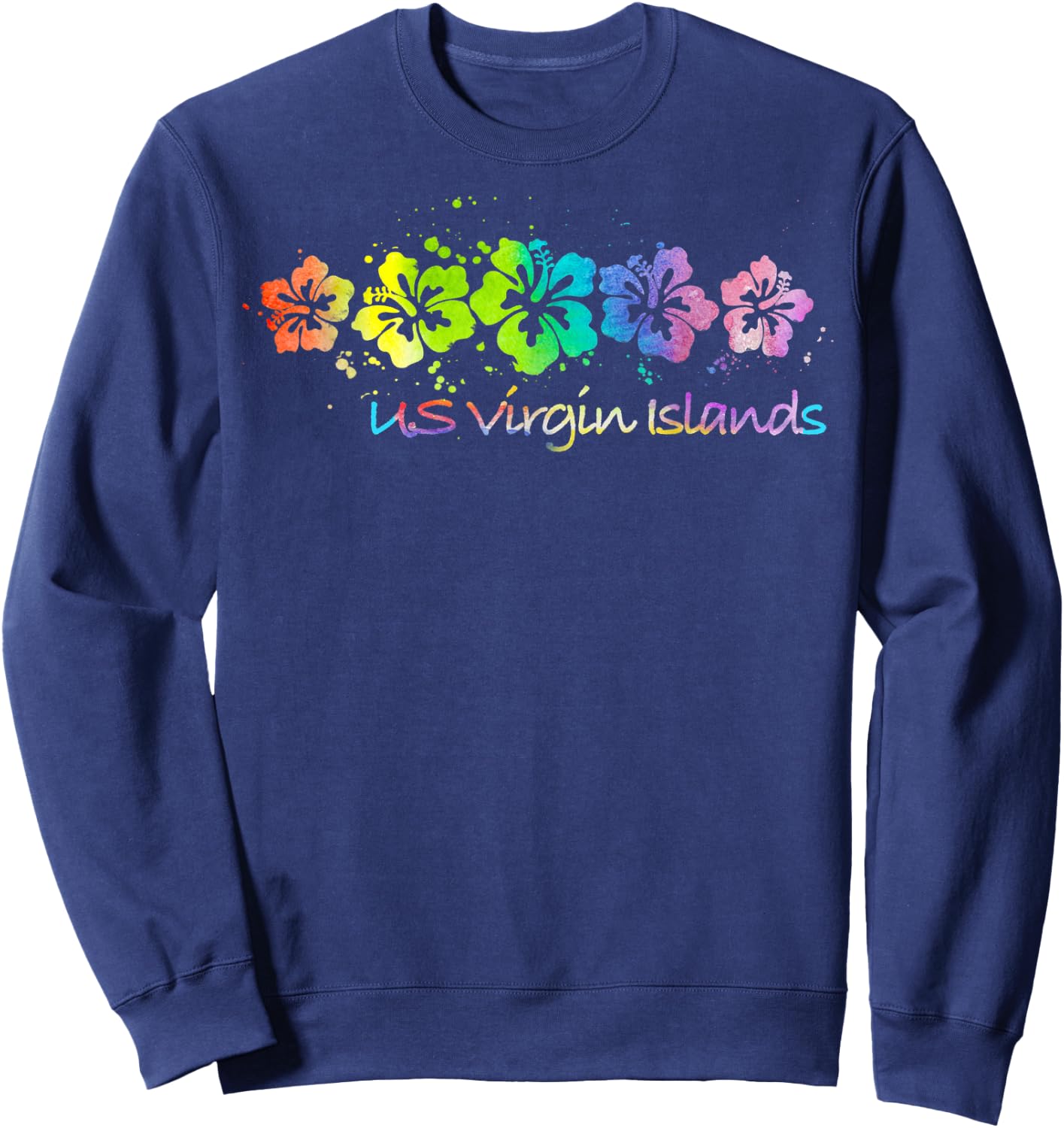 U.S. Virgin Islands Watercolor Beach & Surf Sweatshirt - Sweatshirt | Navy