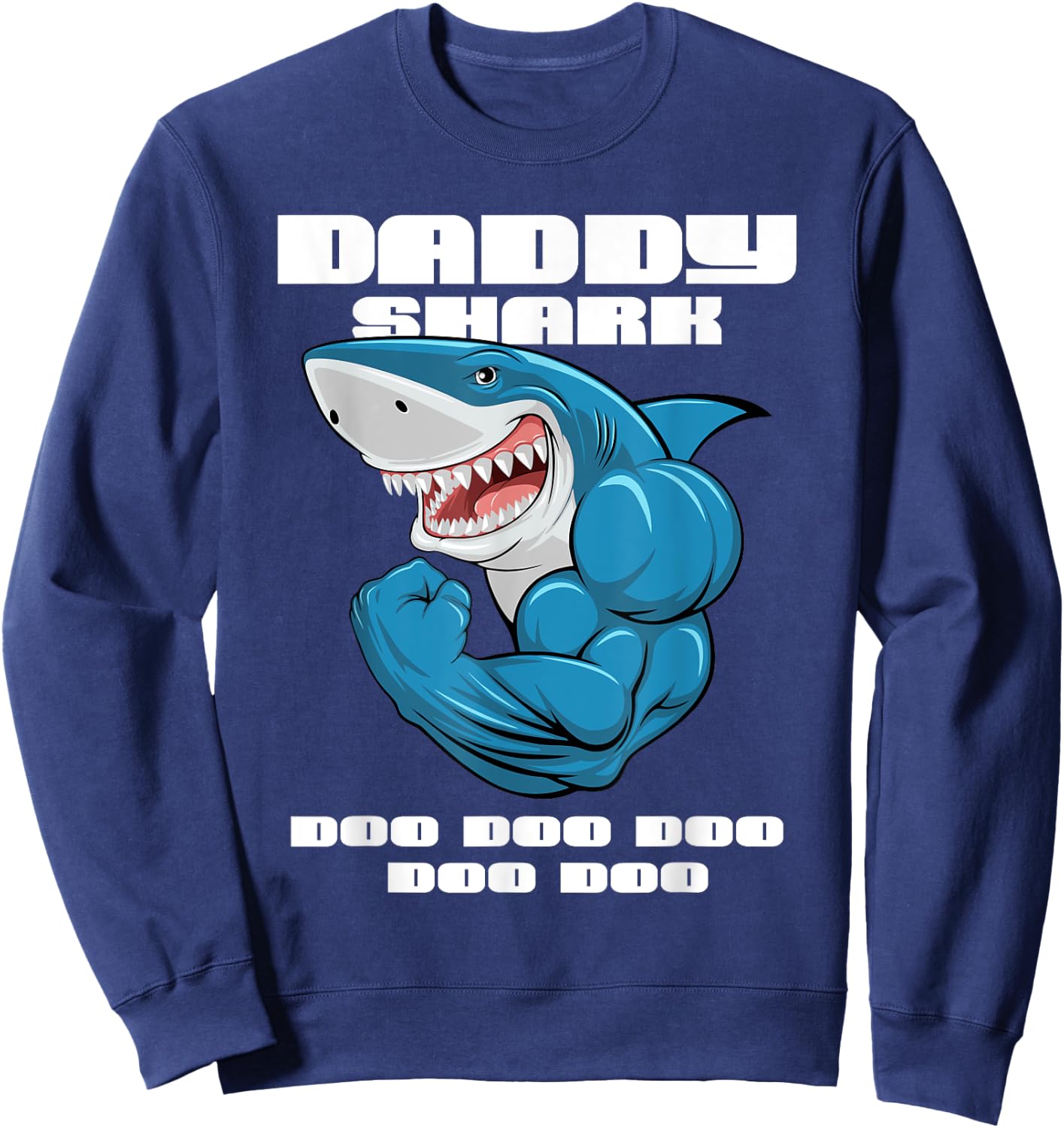 Daddy Shark shirt Funny Fathers Day Gift Kids dad Sweatshirt - Sweatshirt | Navy