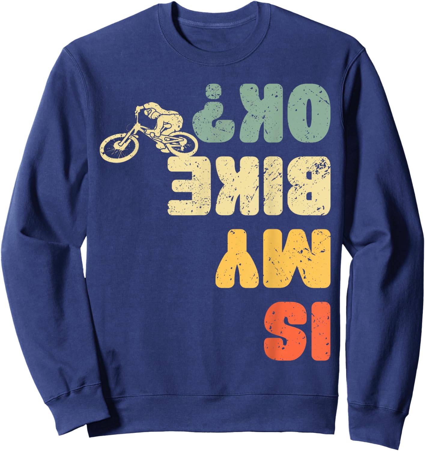 Retro Is My Bike Ok Youth Kids Vintage Cycling Sweatshirt - Sweatshirt | Navy