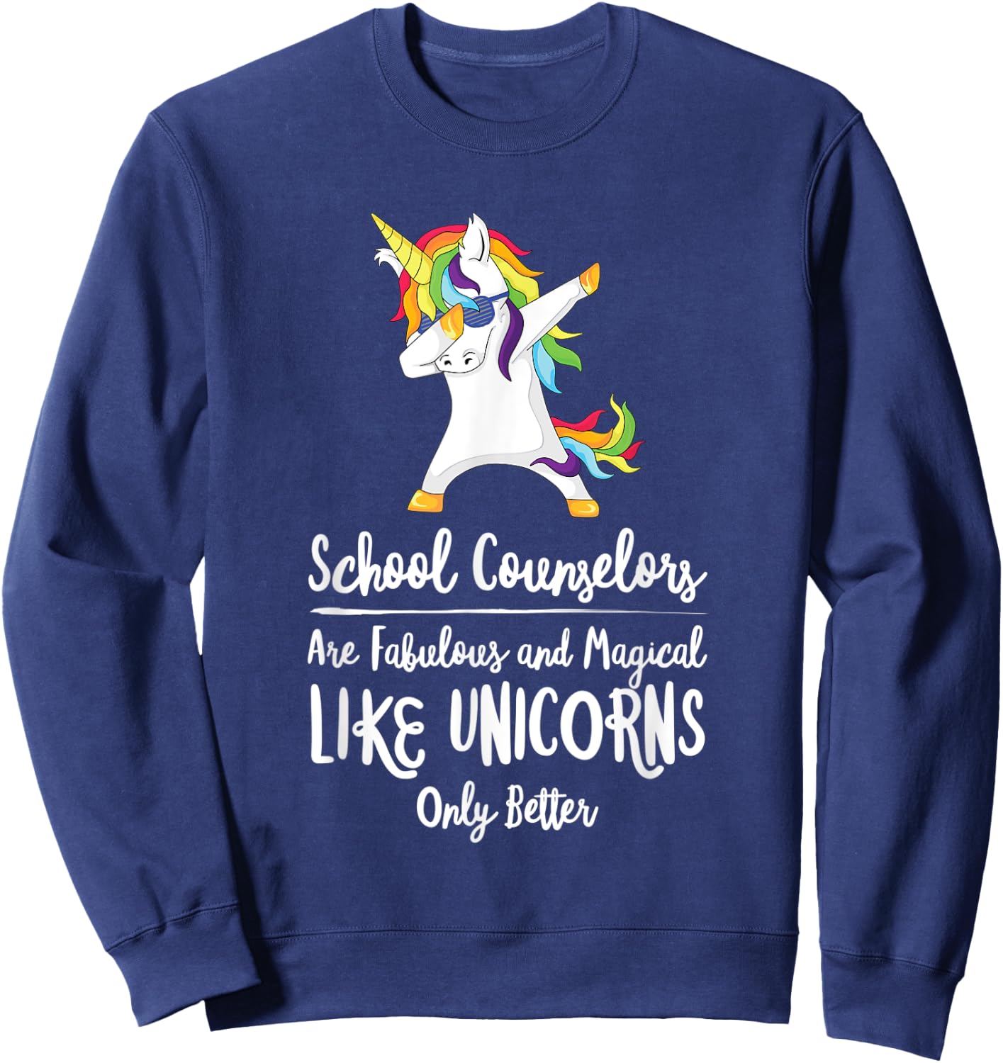 School Counselor Unicorn Teacher Therapist Counseling Advise Sweatshirt - Sweatshirt | Navy