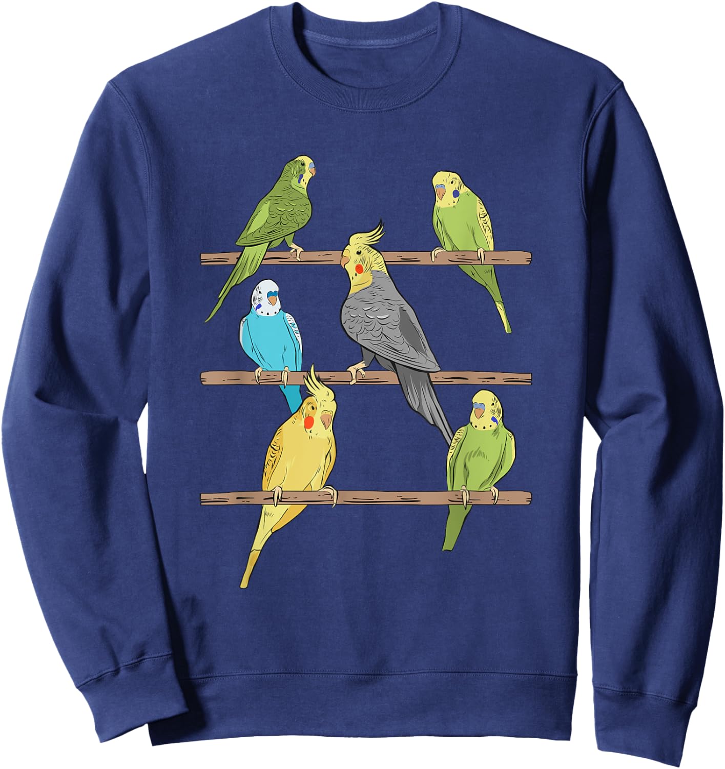 Budgie and Cockatiels on Poles Budgie Sweatshirt - Sweatshirt | Navy