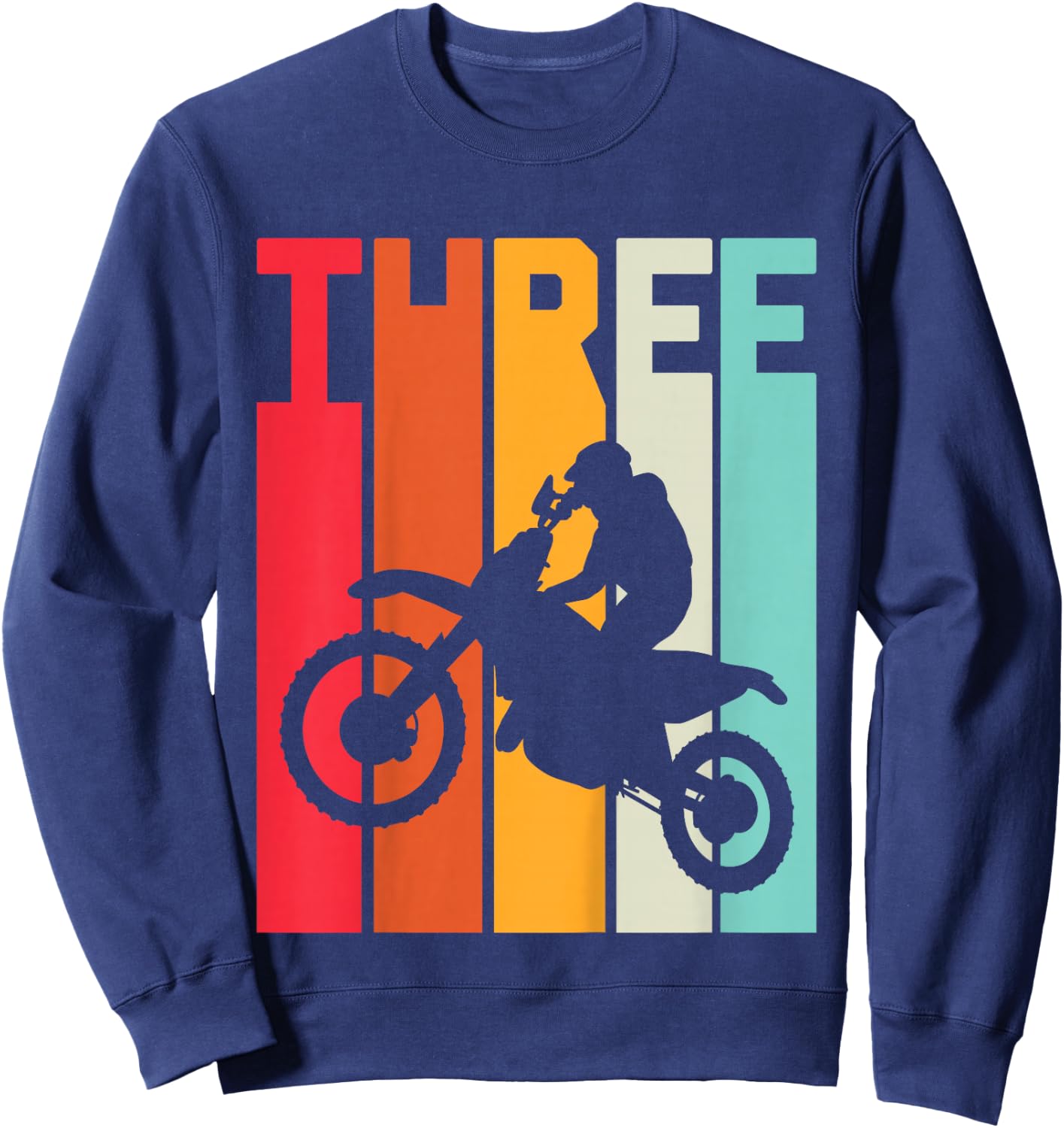 3th Birthday Retro Motocross 3 Years Boys Girl Dirt Bike Sweatshirt - Sweatshirt | Navy