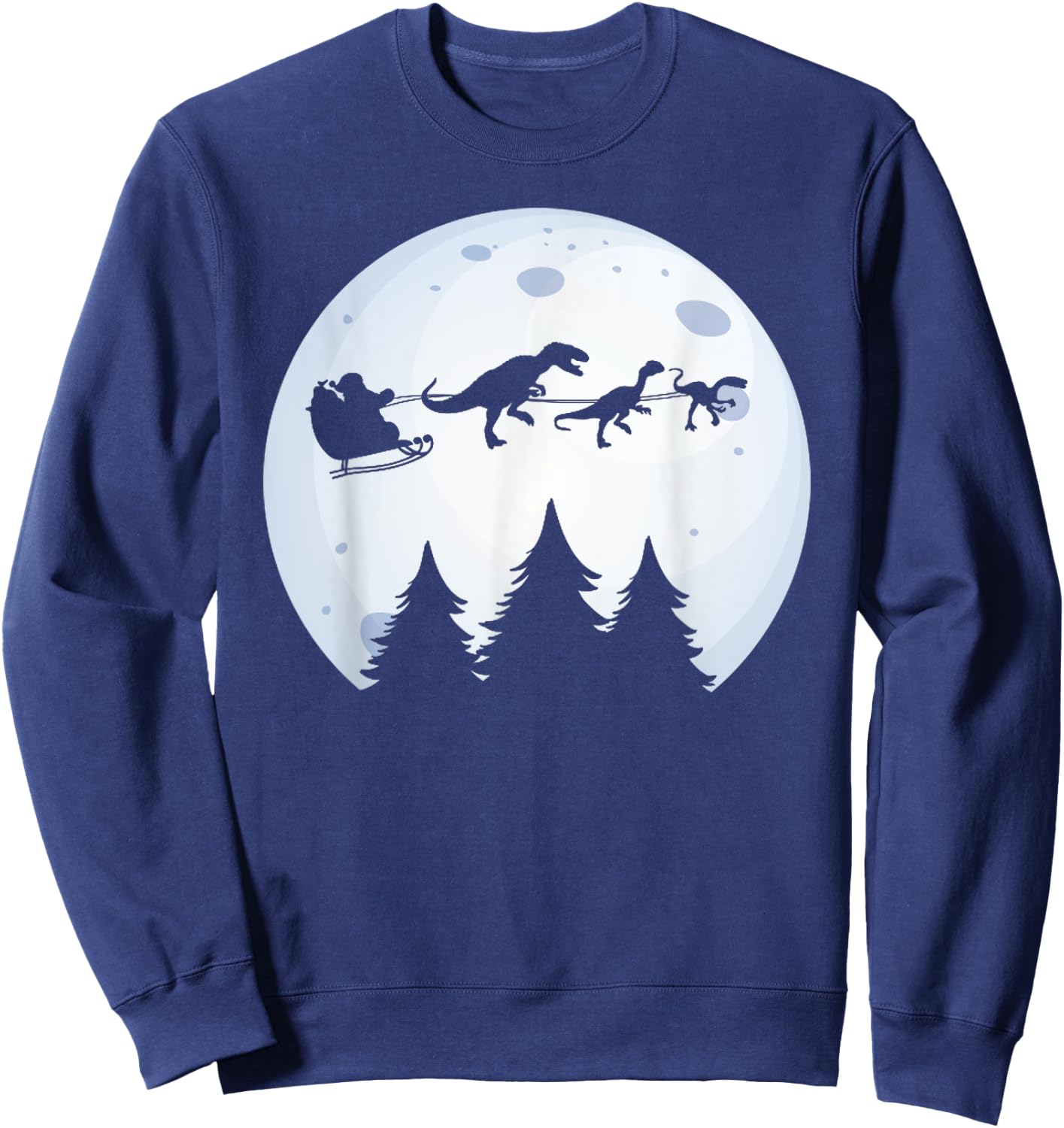 Christmas Dinosaur - Santa Claus Moon & Dinos for Boys Sweatshirt - Sweatshirt | Navy