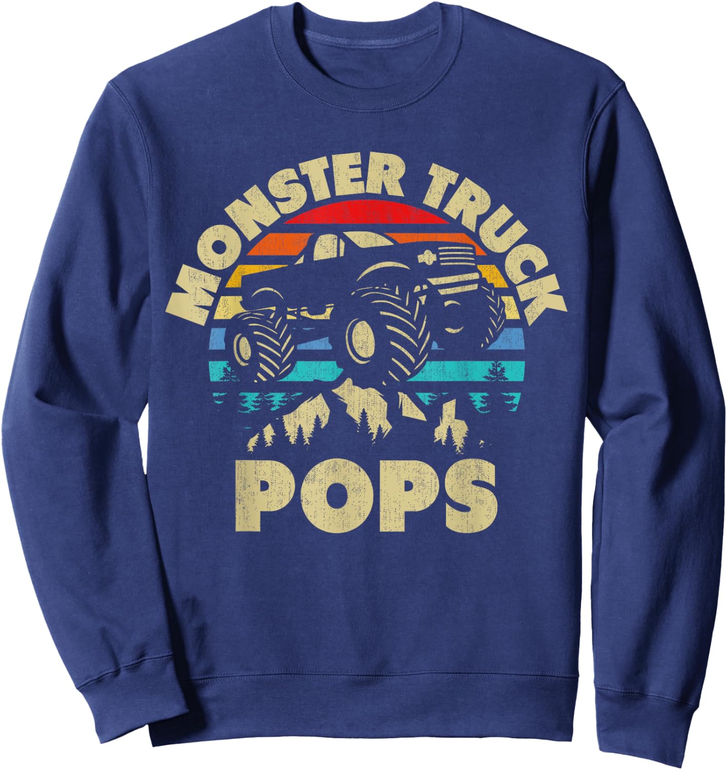 Monster Truck Pops Matching Family Monster Truck Grandpa Sweatshirt - Sweatshirt | Navy