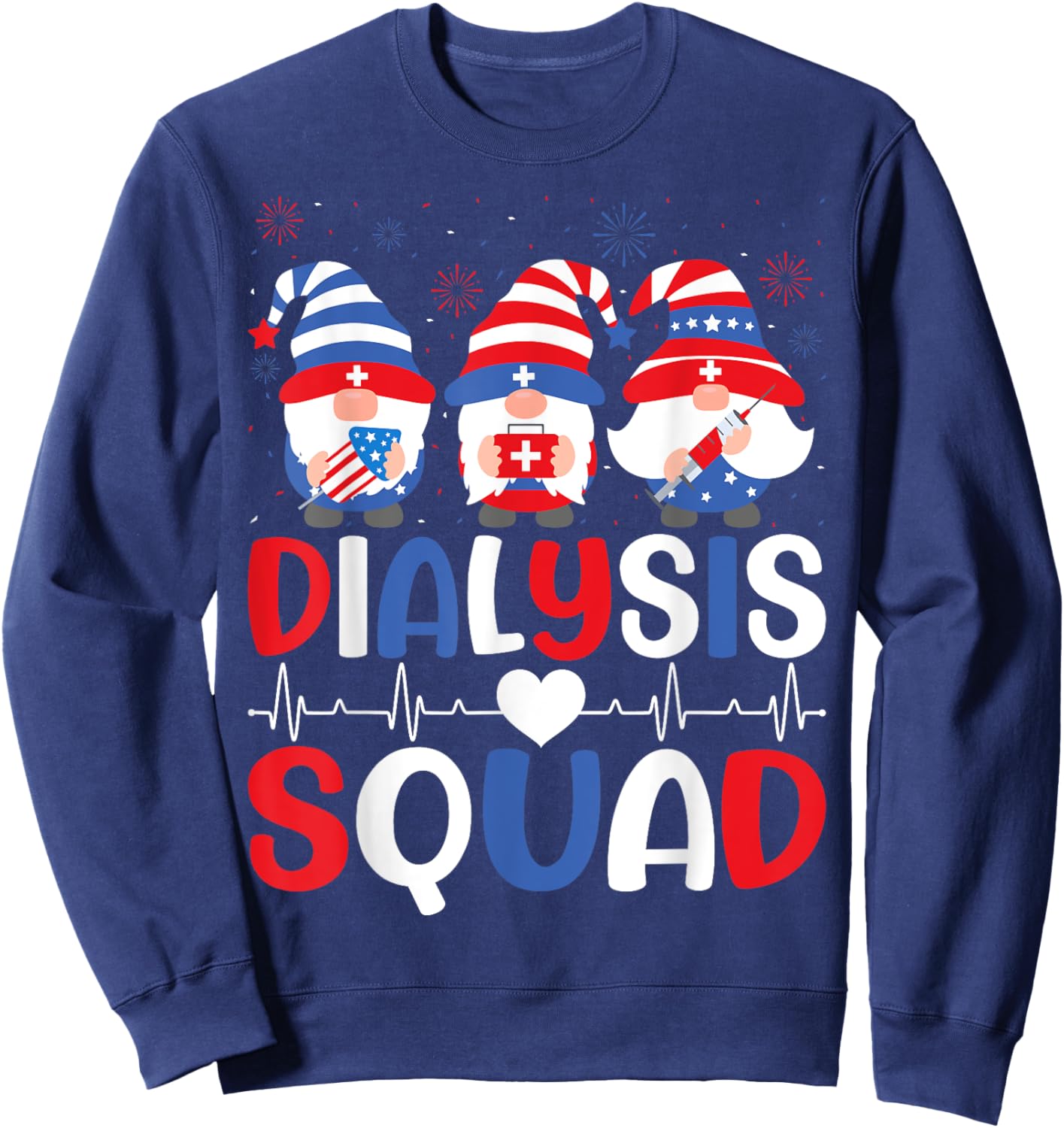 4th Of July Dialysis Squad Gnomes USA Patriotic Nurse Men Sweatshirt - Sweatshirt | Navy