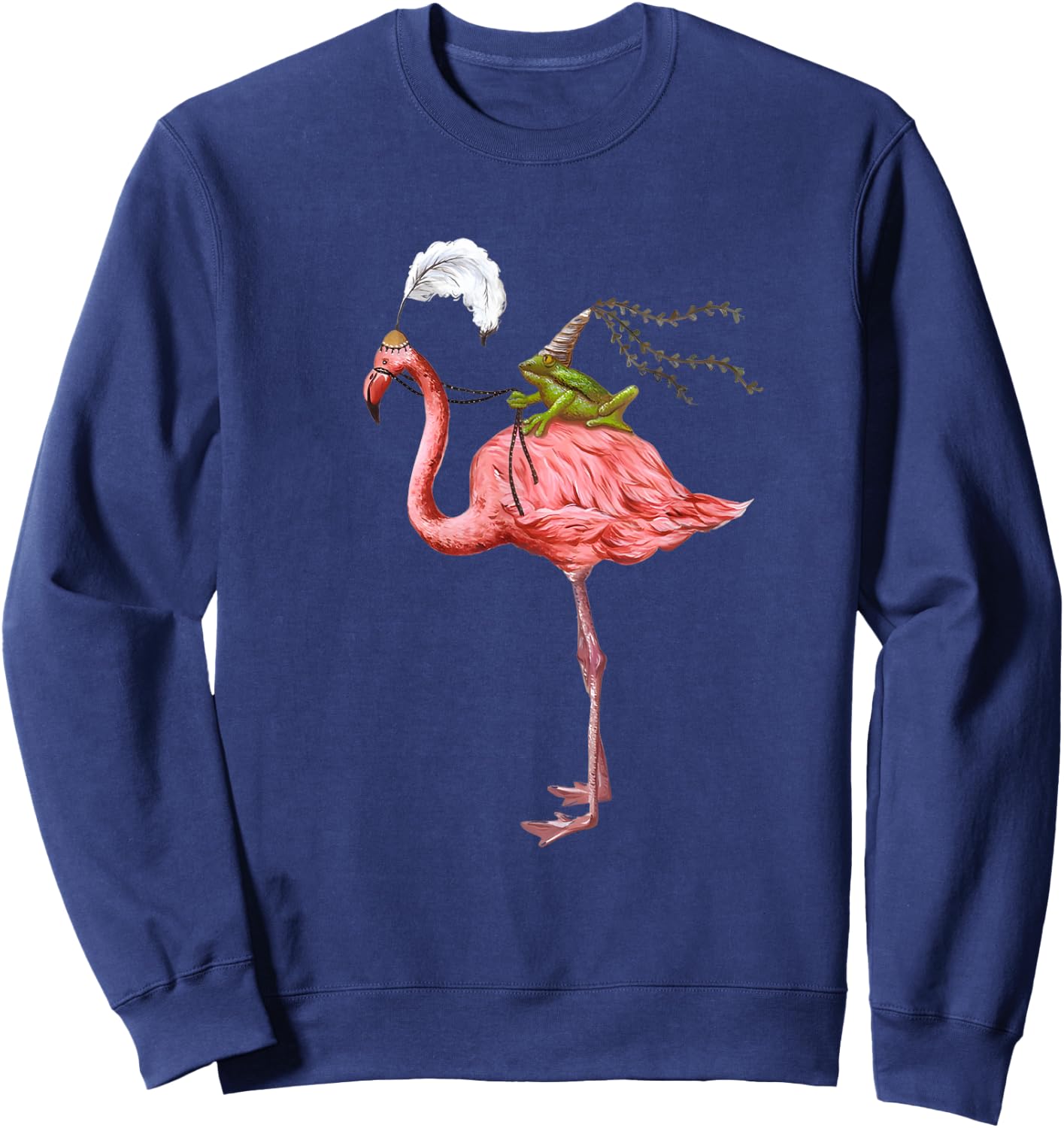 Frog and Flamingo Funny Frog and Flamingo Sweatshirt - Sweatshirt | Navy