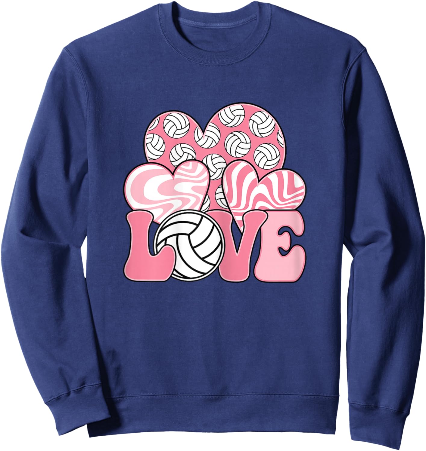 Love Volleyball Pink Volleyball Lover Women Girls Kids Sweatshirt - Sweatshirt | Navy