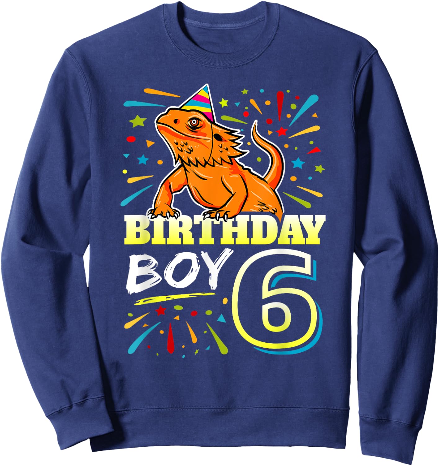 Bearded Dragon Lizard Kids 6th Birthday - 6 Year Old Boy Sweatshirt - Sweatshirt | Navy
