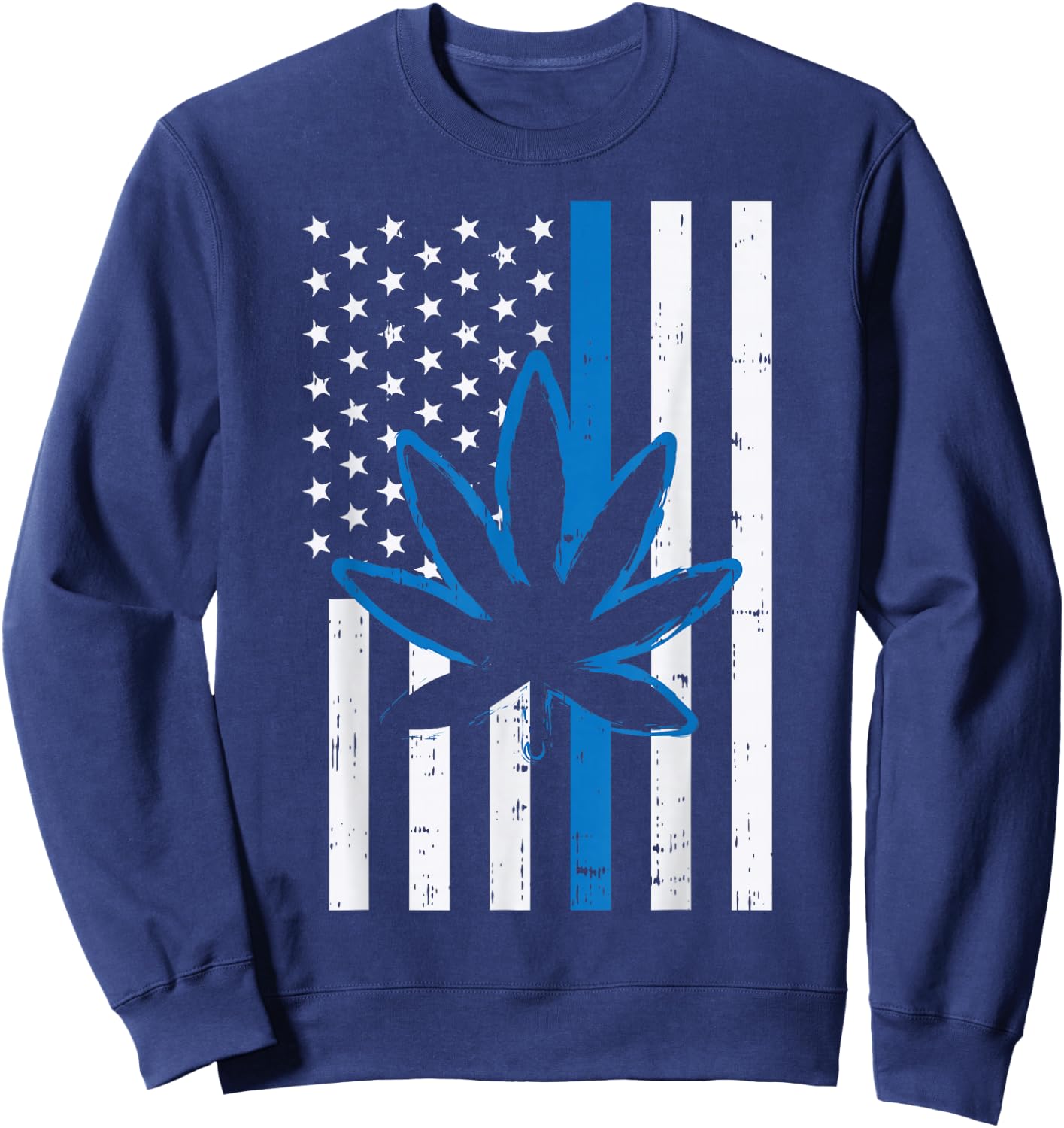 Weed Cannabis Flag Thin Blue Line Police Cop 420 Stoner Gift Sweatshirt - Sweatshirt | Navy