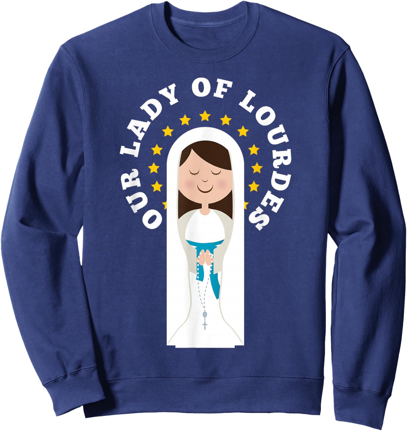 Our Lady Lourdes Immaculate Conception Mary Catholic Kids Sweatshirt - Sweatshirt | Navy