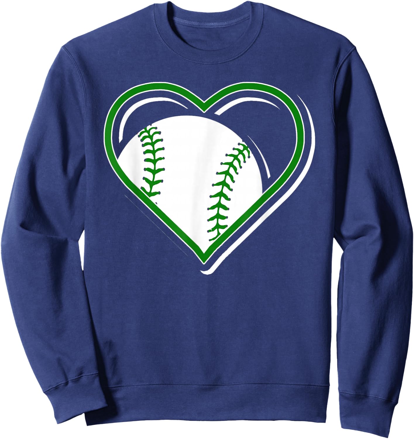 Green Baseball Heart for Baseball Lovers Sweatshirt - Sweatshirt | Navy