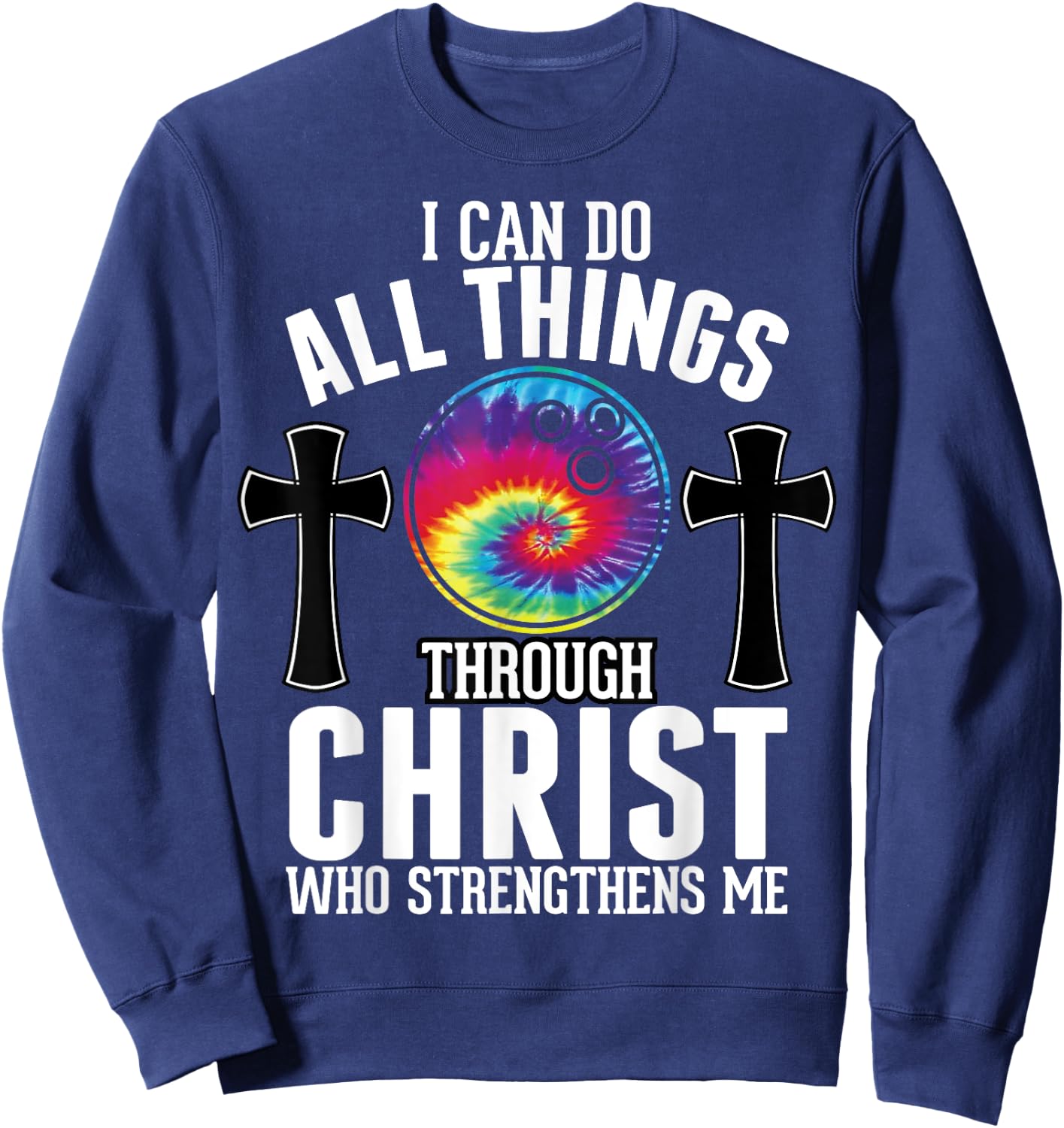 Christian Bowling Ball Fun Men Boys Religious Bible Verse Sweatshirt - Sweatshirt | Navy