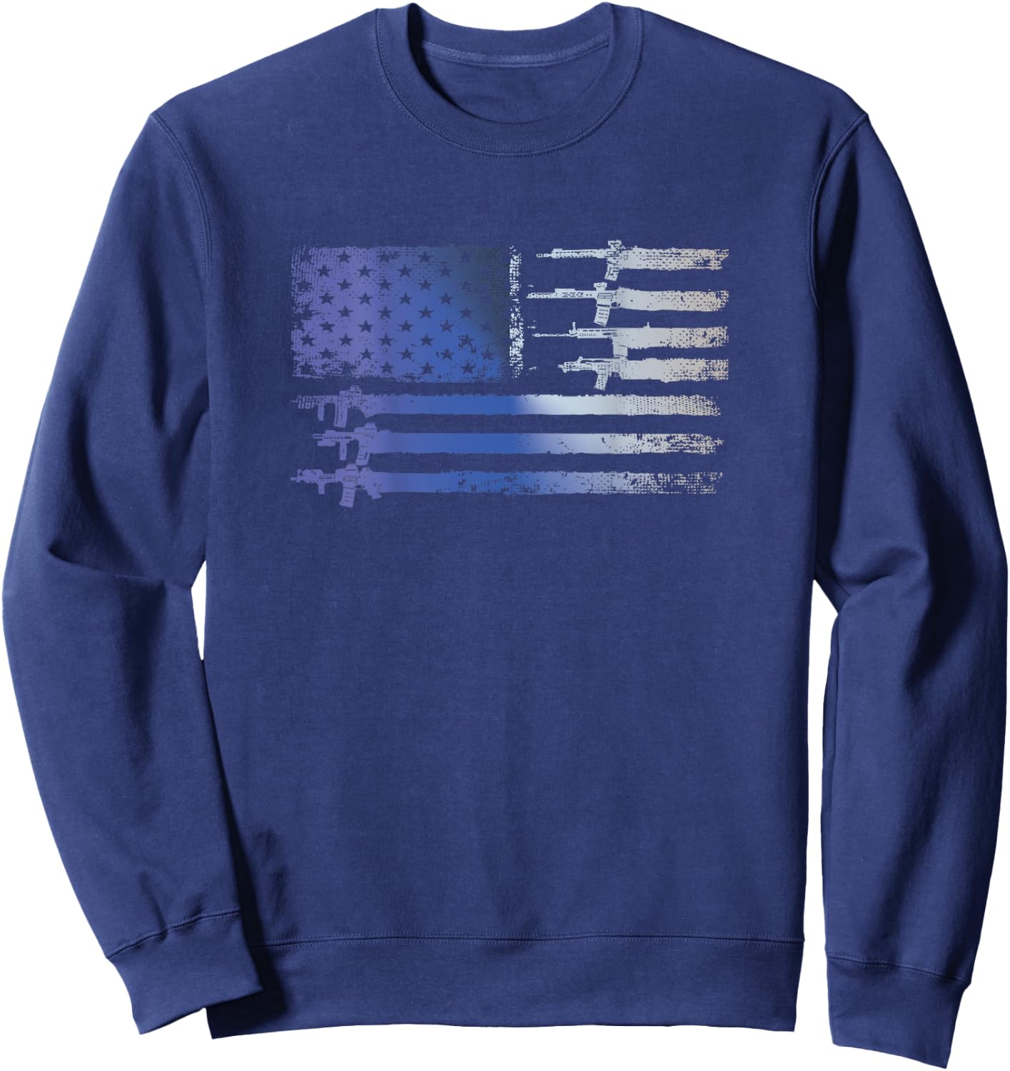 Guns Flag Distressed Gift Veterans Hunters Back Design Sweatshirt - Sweatshirt | Navy