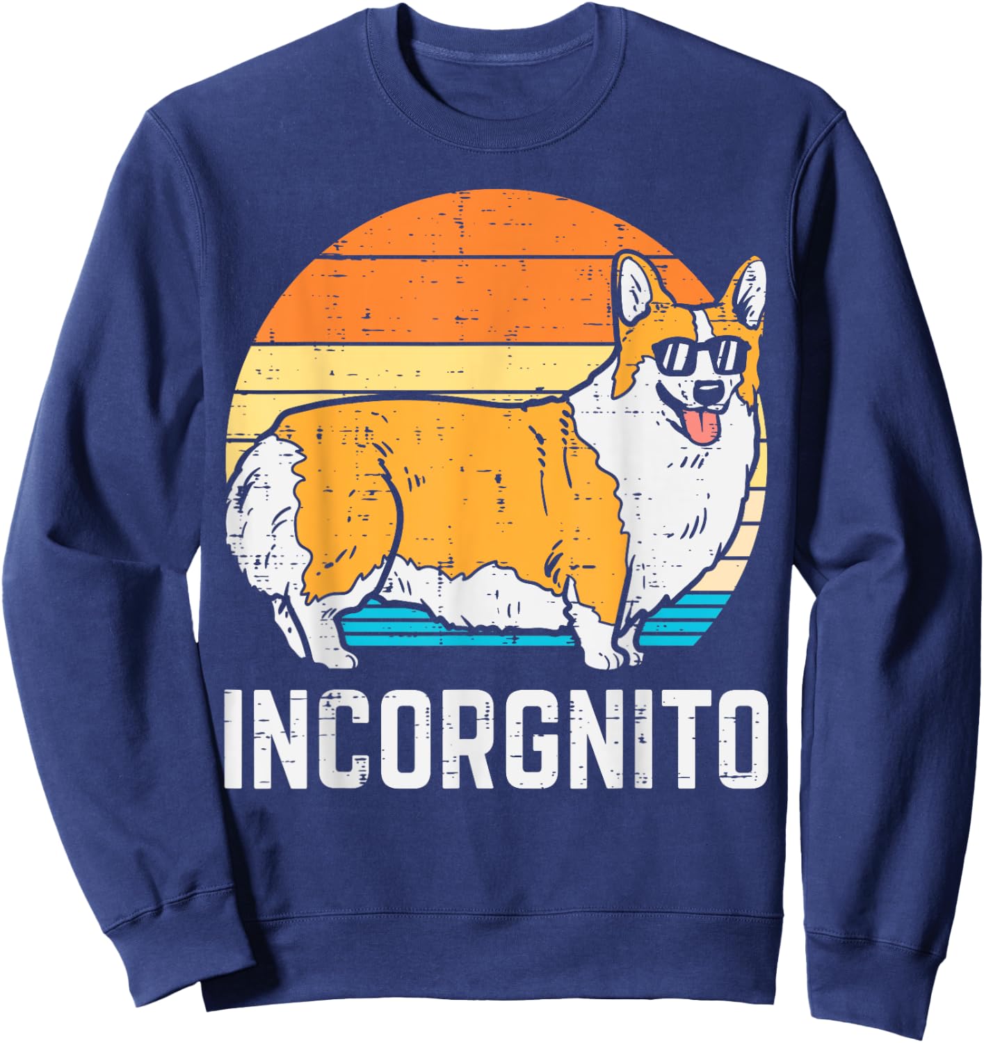 Incorgnito Pembroke Welsh Corgi Retro Pet Dog Lover Gift Men Women Kids Sweatshirt - Sweatshirt | Navy