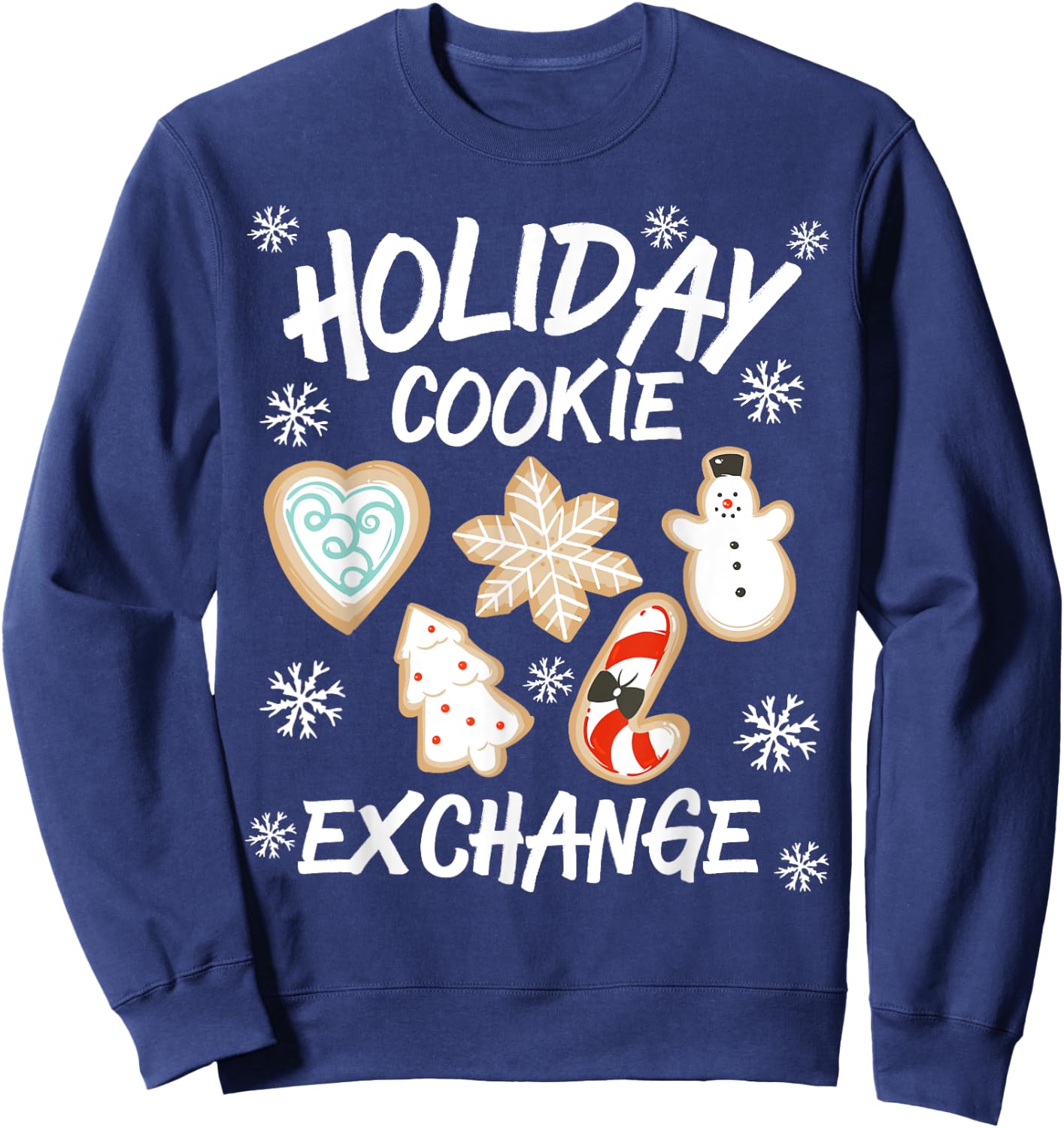 Holiday Cookie Baking Xmas Christmas Cookie Exchange Santa Sweatshirt - Sweatshirt | Navy