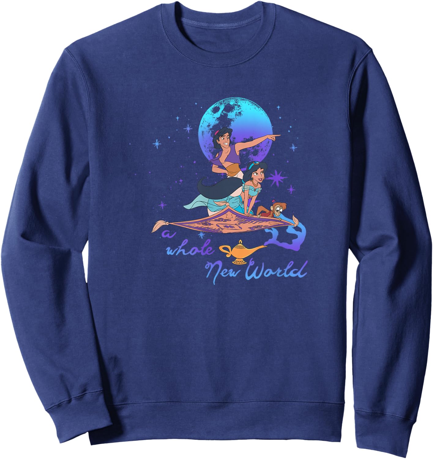 Disney Aladdin Group Shot A Whole New World Blue & Purple Sweatshirt - Sweatshirt | Navy