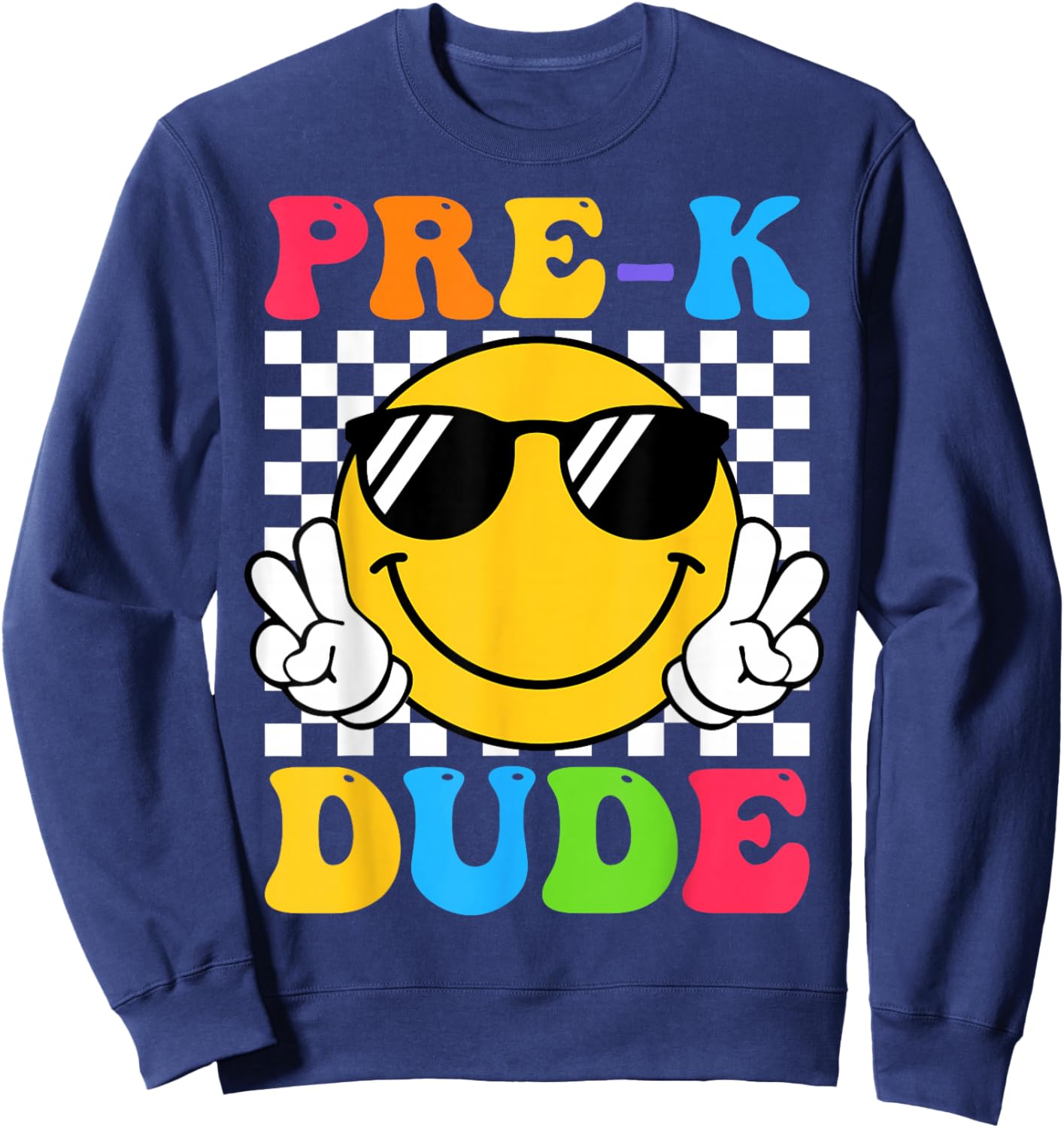 Groovy Pre-K Dude First Day of Preschool Back to School Sweatshirt - Sweatshirt | Navy