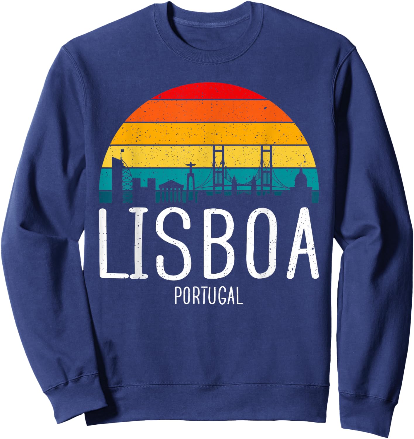 Lisboa Portugal - Lisbon Skyline Vintage Retro Souvenir Sweatshirt - Sweatshirt | Navy
