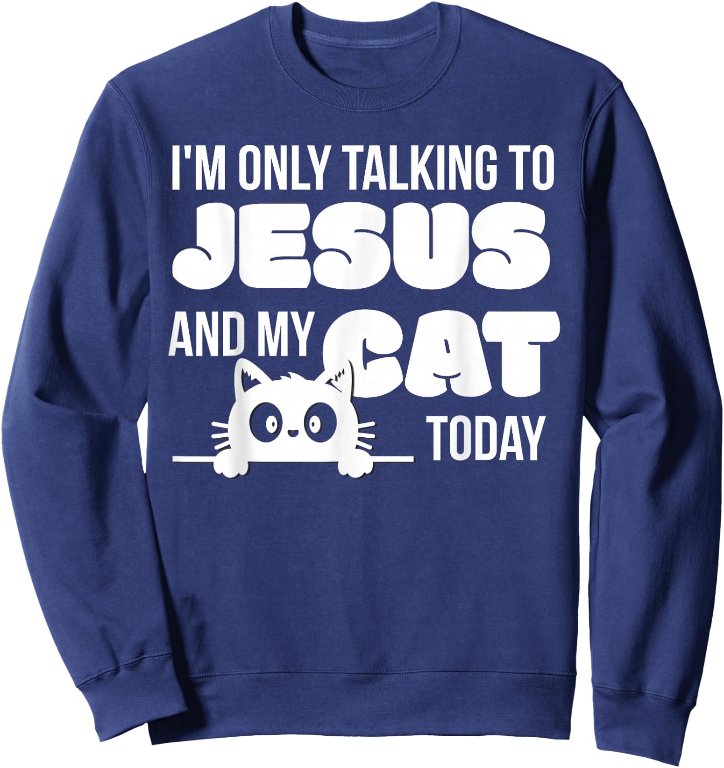I'm only talking to Jesus and my cat today funny cat lover Sweatshirt - Sweatshirt | Navy