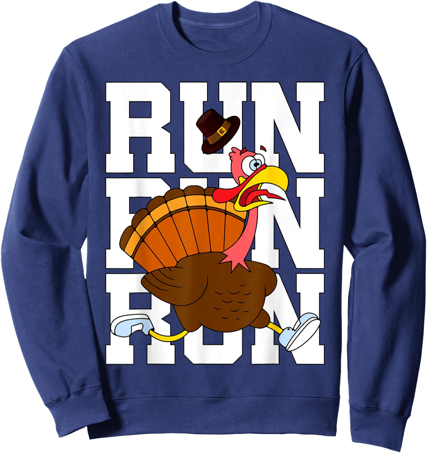 Turkey Run Costume Thanksgiving Running Turkey Trot Sweatshirt - Sweatshirt | Navy
