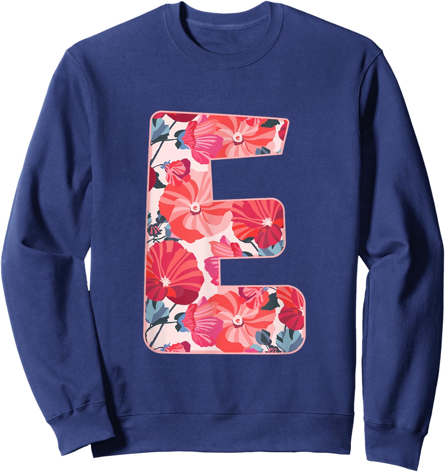 Letter E Alphabet First Name Vowels Flower Nature Gift Sweatshirt - Sweatshirt | Navy
