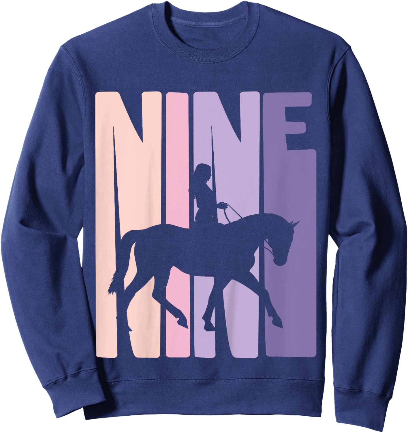 9th Birthday Gift Horse Rider Fan 9 Years Girls Sweatshirt - Sweatshirt | Navy