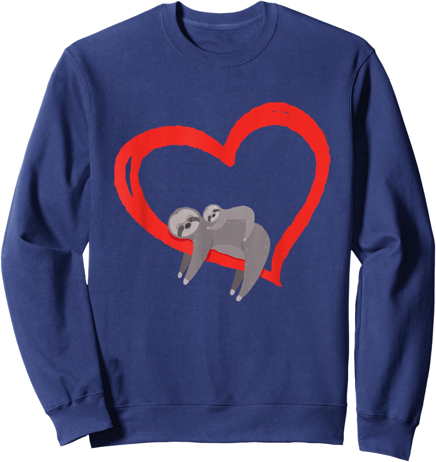 Sloth Valentine's Day, Women's Sloths Valentine's Day Heart Sweatshirt - Sweatshirt | Navy