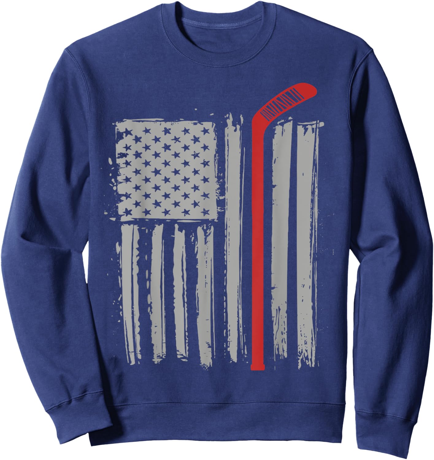 Ice Hockey American Flag Winter USA Women Kids Men Sweatshirt - Sweatshirt | Navy