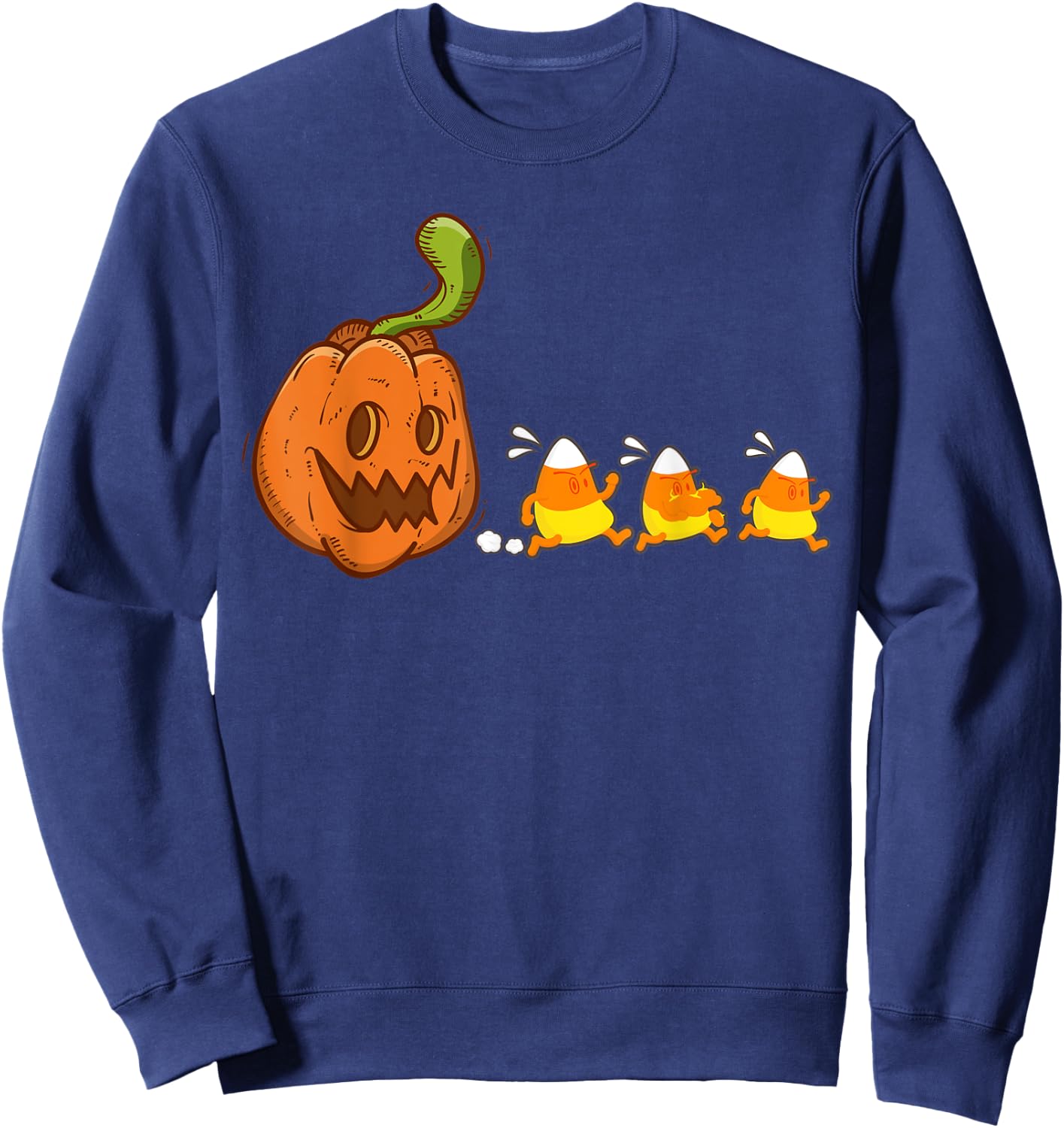 Pumpkin Ghost Eating Candy Corn Video Game Halloween 2020 Sweatshirt - Sweatshirt | Navy