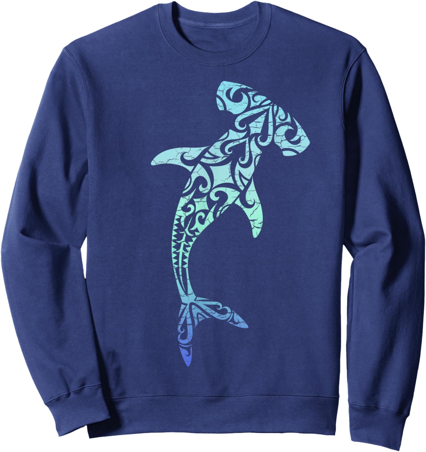 Hawaii Polynesian Tribal Hammerhead Shark Aloha State Sweatshirt - Sweatshirt | Navy