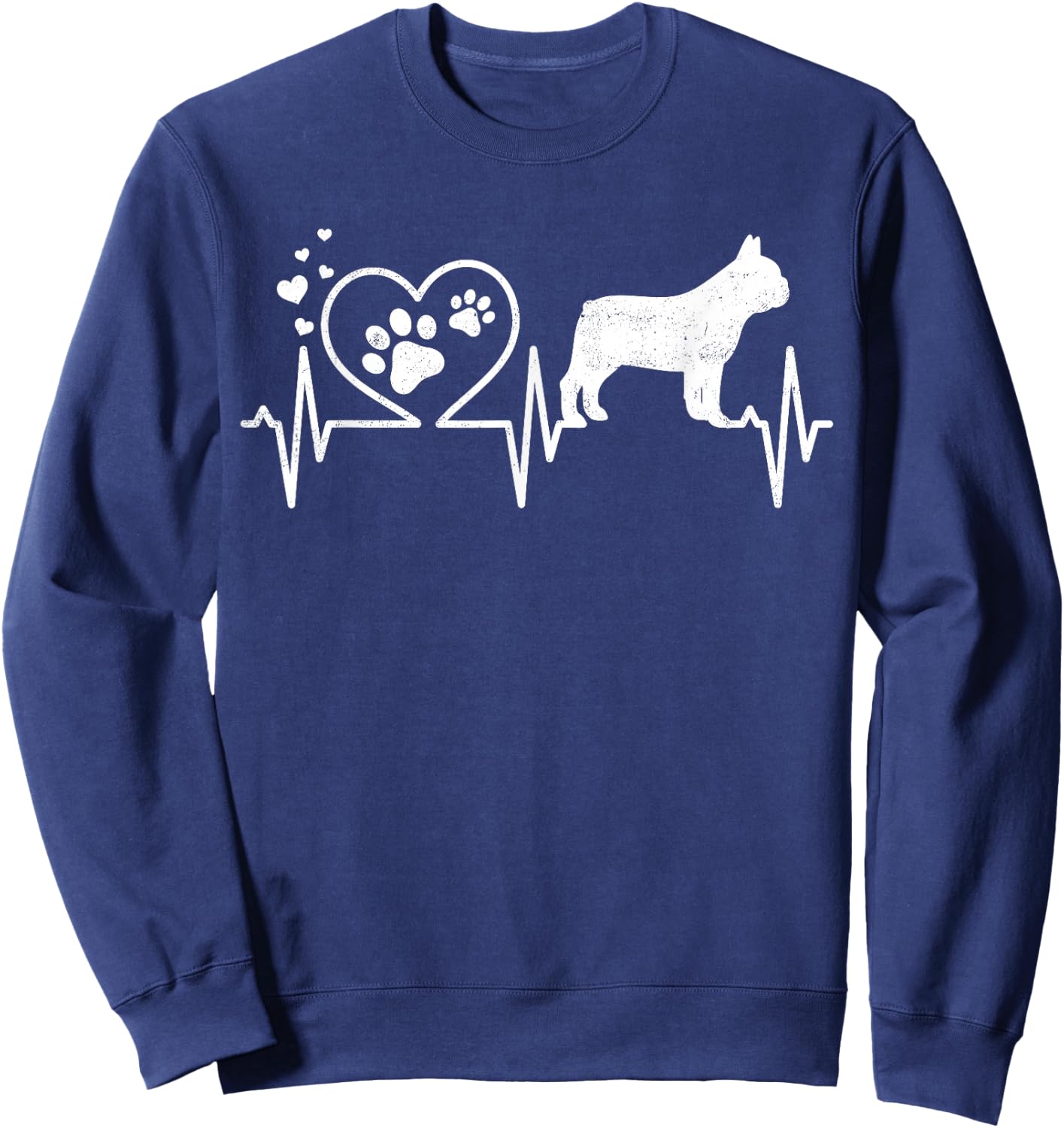 Frenchie French Bulldog Mom Mom Dad Heartbeat Women Kids Sweatshirt - Sweatshirt | Navy