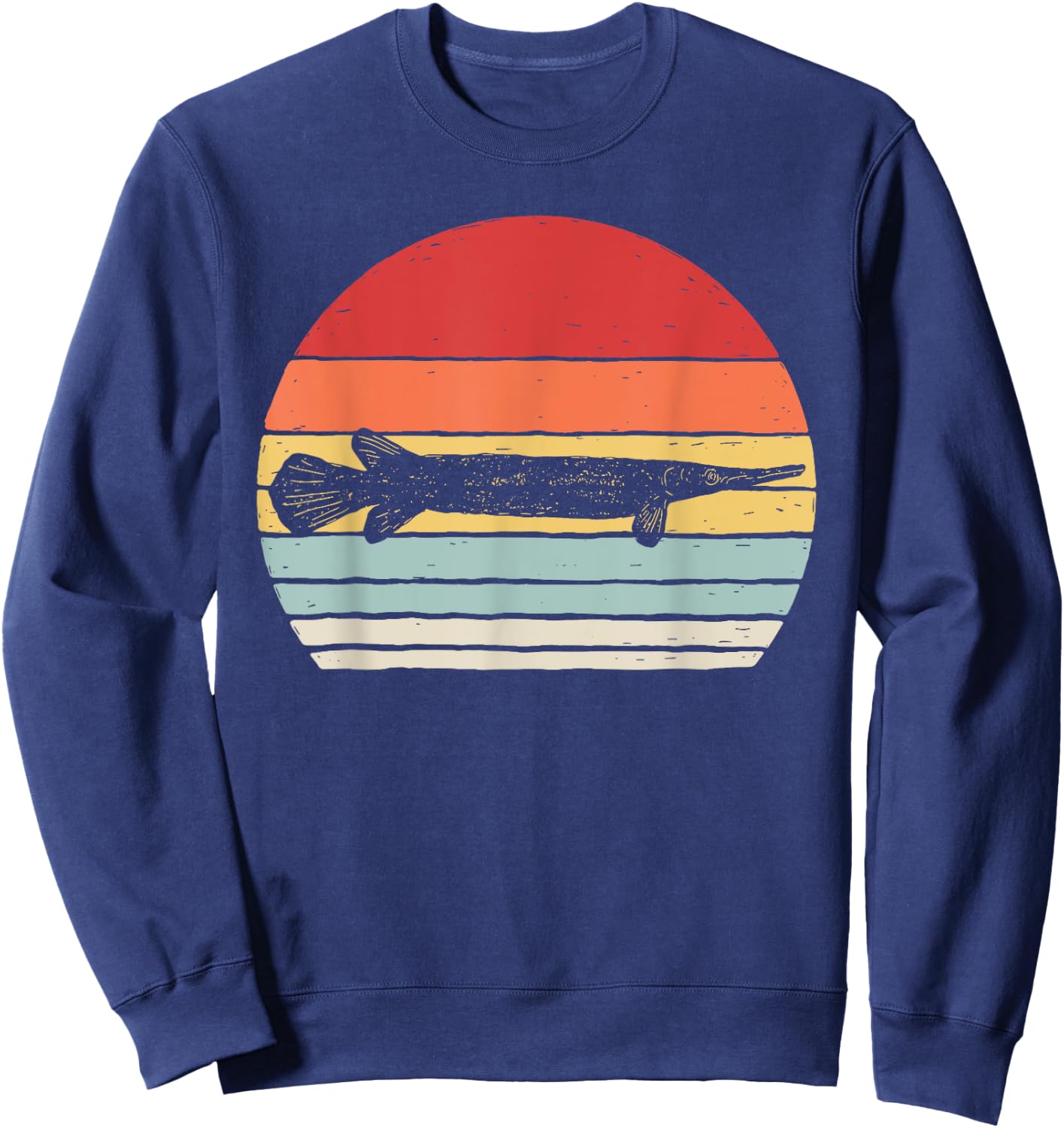 Catch Some Rays Vintage Retro Gar Fish Graphic - Black, Small Sweatshirt - Sweatshirt | Navy