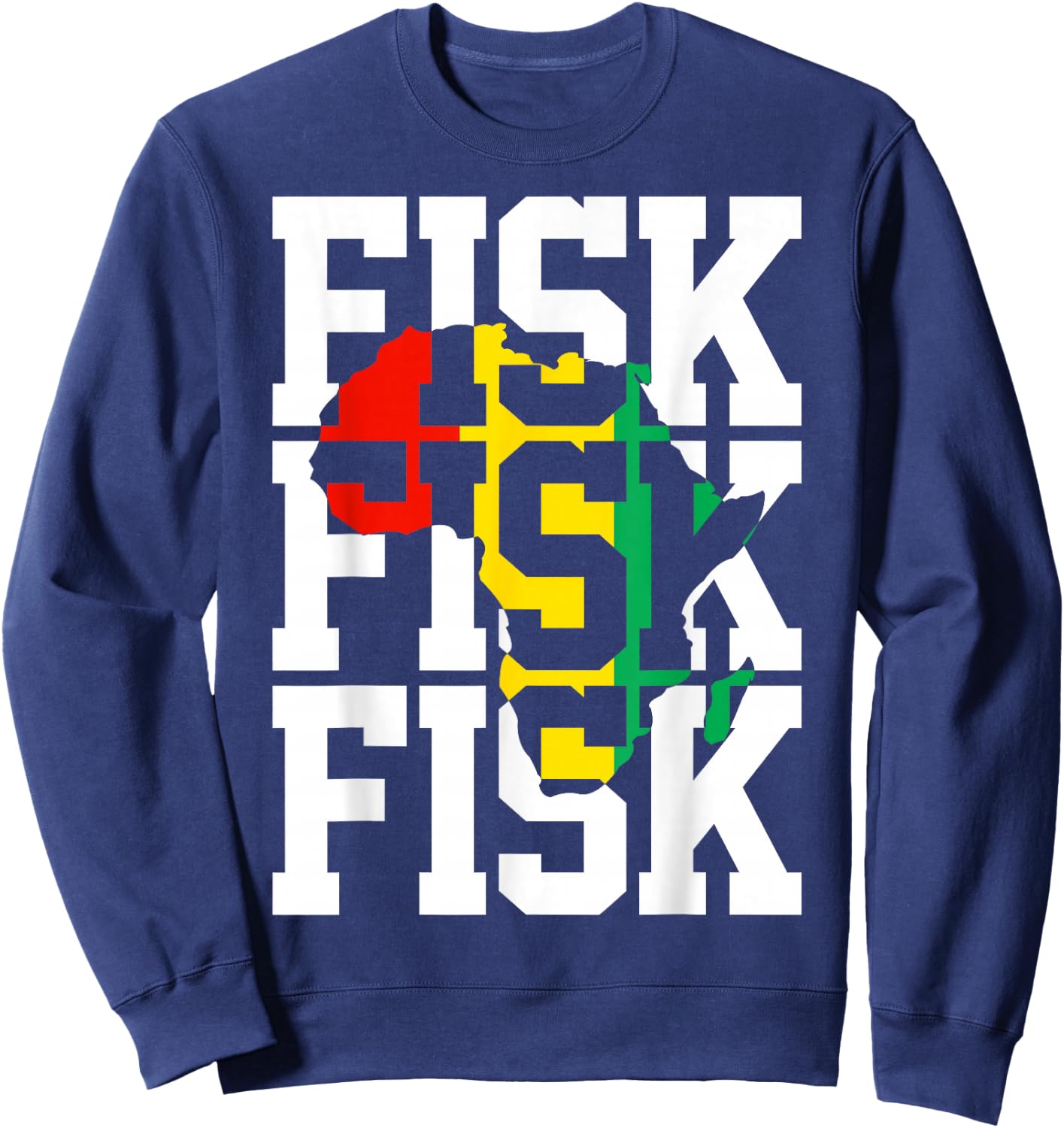 Vintage Fisk Lifetime Africa Map Hometown Sweatshirt - Sweatshirt | Navy