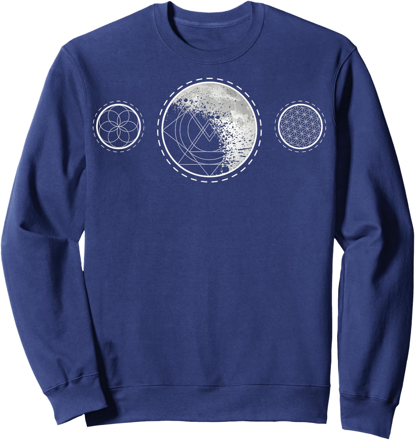 Sacred Geometry Moon for a Spiritual Zen Gothic Mandala Sweatshirt - Sweatshirt | Navy