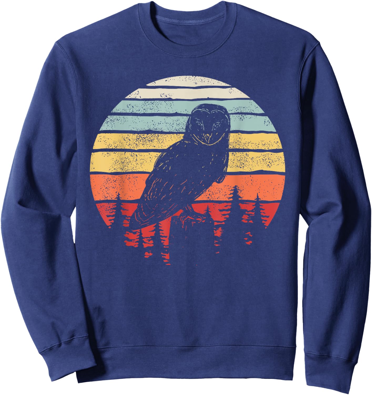 Vintage Retro Barn Owl Bird Sweatshirt - Sweatshirt | Navy