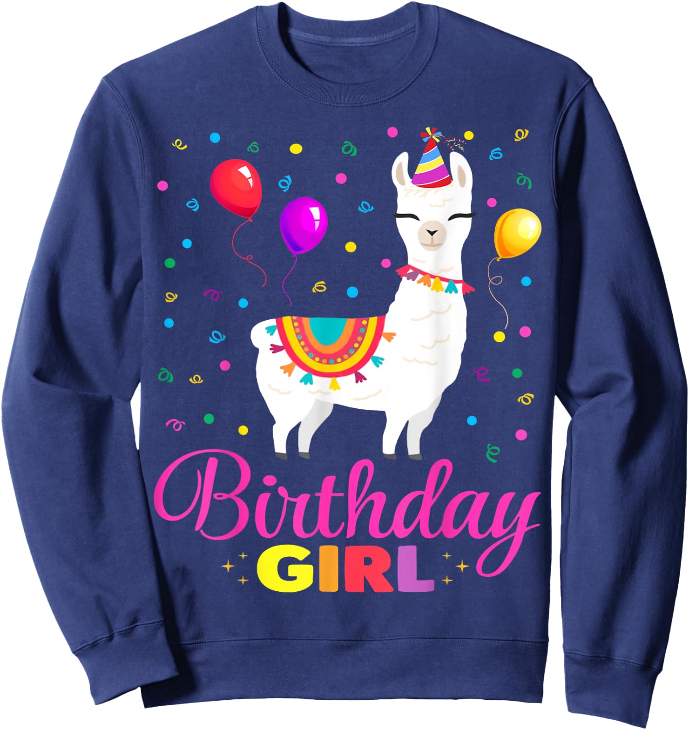 Cute Llama Shirt Party Animal Funny Gift Birthday Girl Sweatshirt - Sweatshirt | Navy