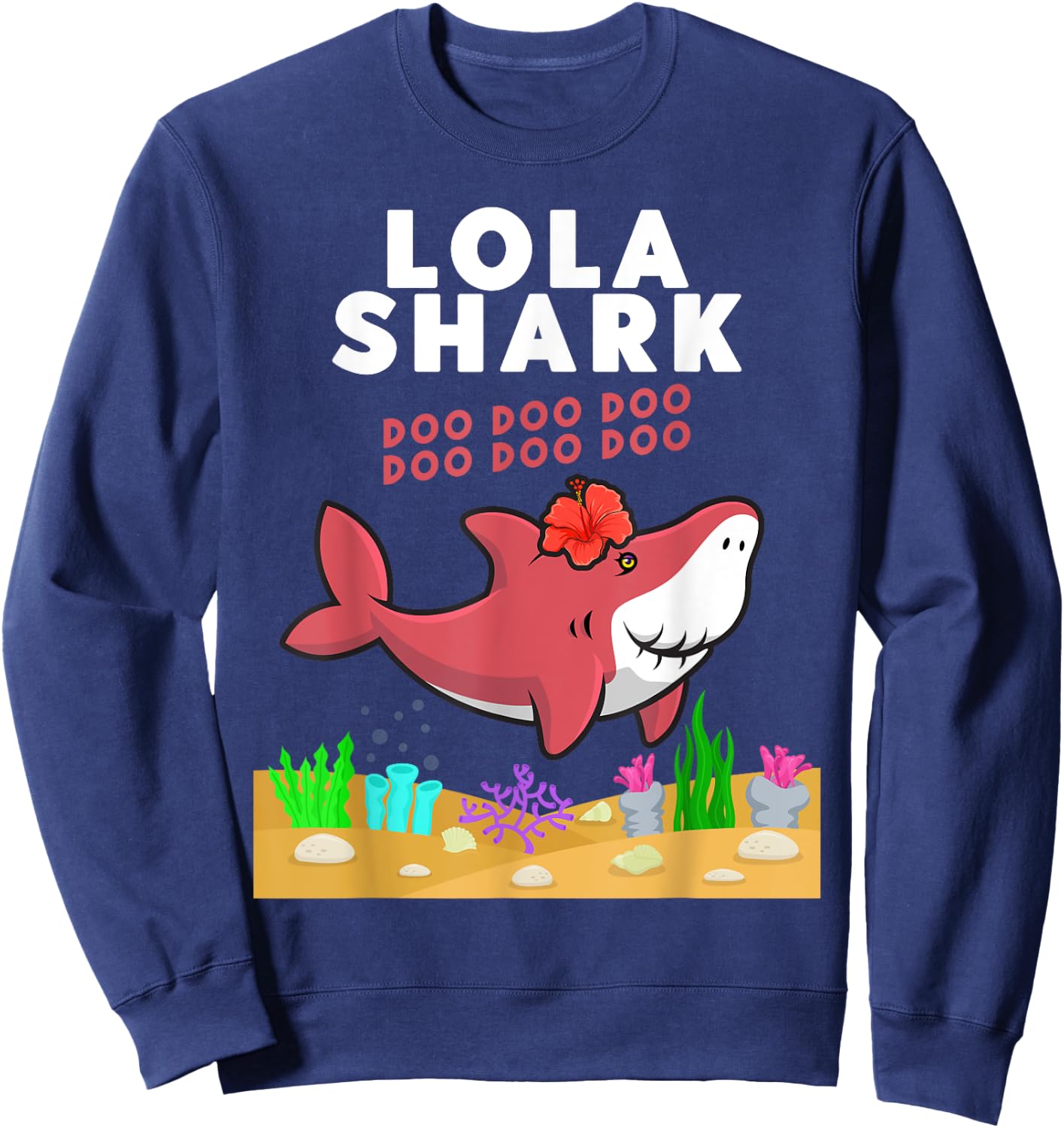 Promoted to Lola Shark Cute Grandmother Gift Filipino Sweatshirt - Sweatshirt | Navy