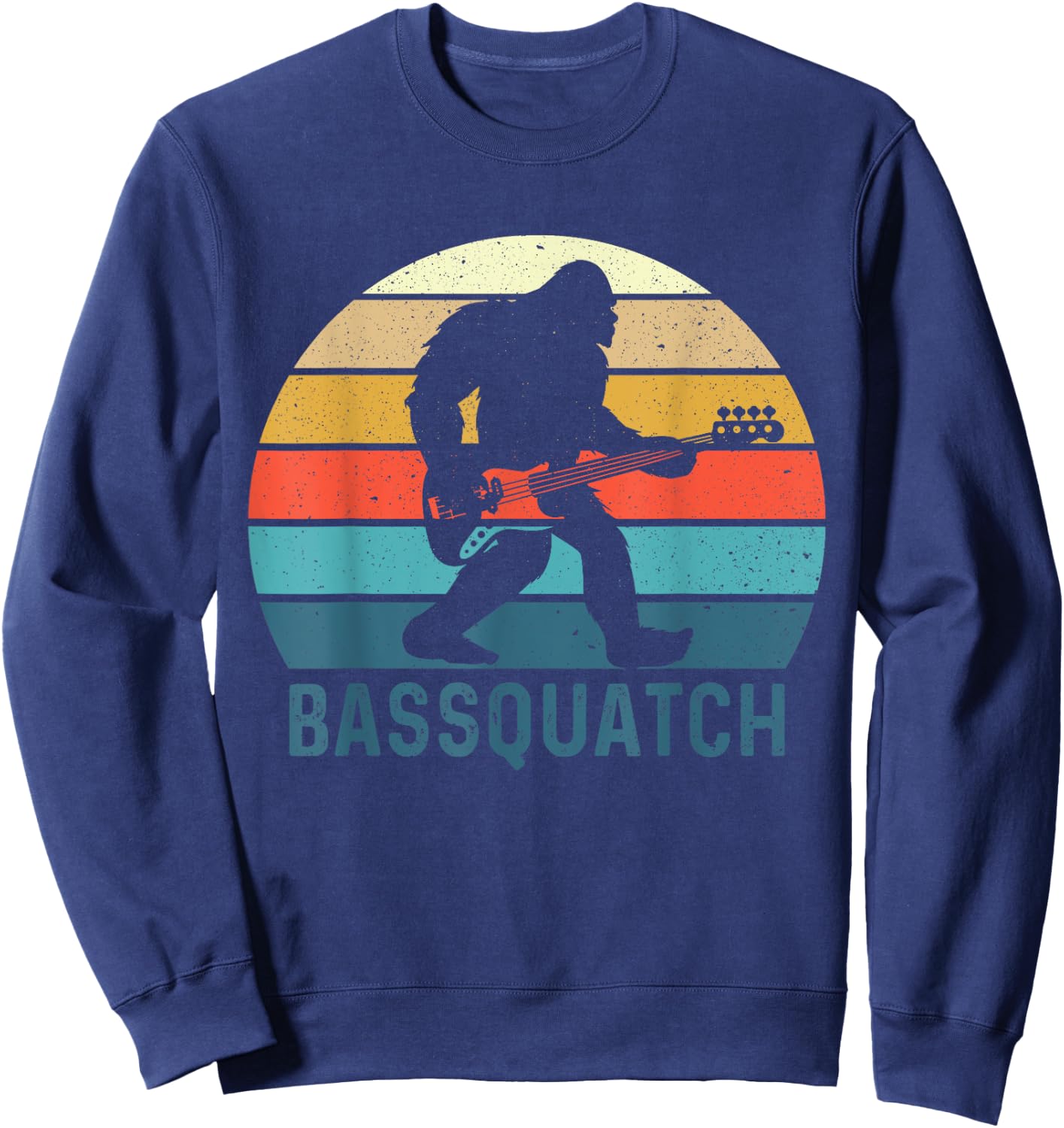 Bassquatch! Funny Bigfoot Fishing Outdoor Retro Sweatshirt - Sweatshirt | Navy