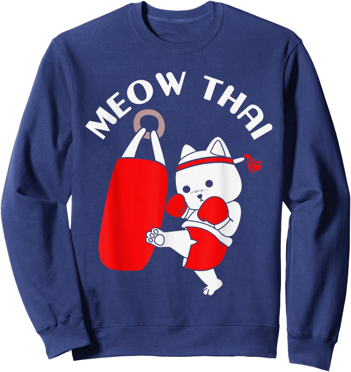 Muay Thai Cat Meow Thai Men Women Girls Kids Sweatshirt - Sweatshirt | Navy