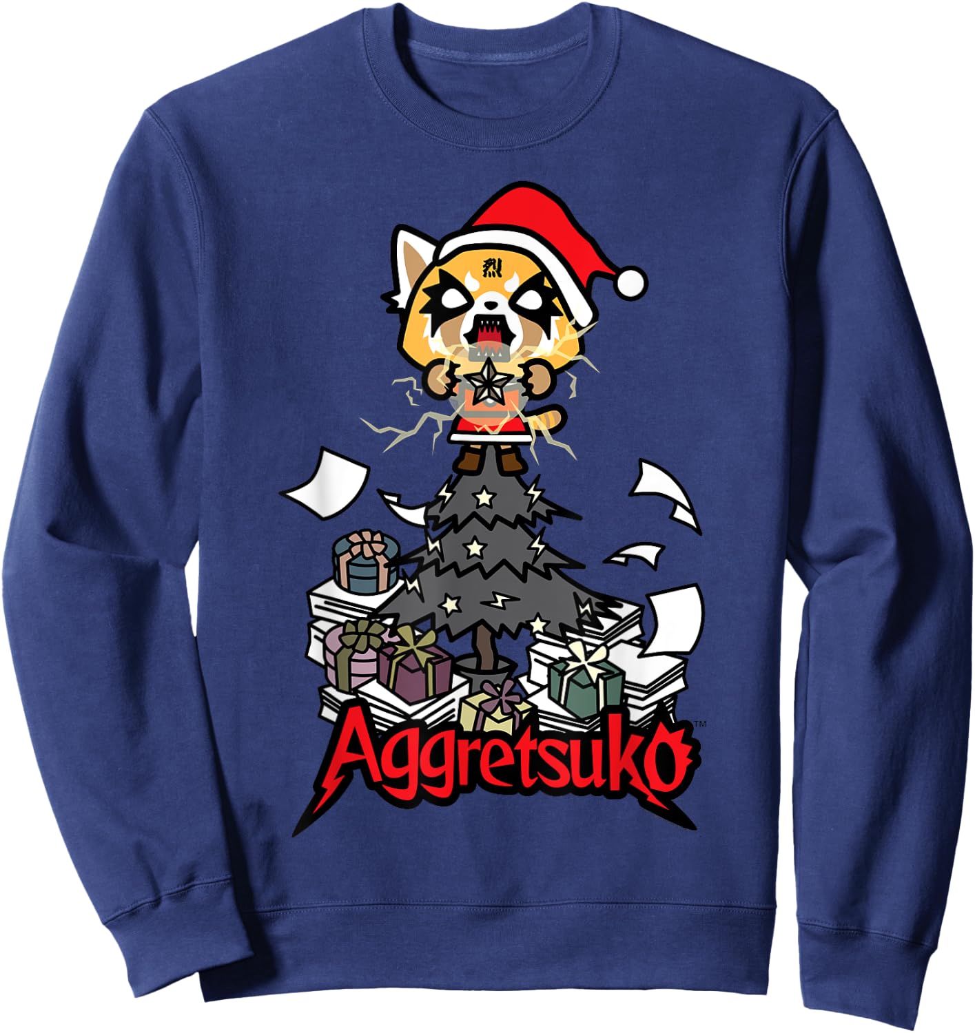Aggretsuko Metal Christmas Tree Sweatshirt - Sweatshirt | Navy